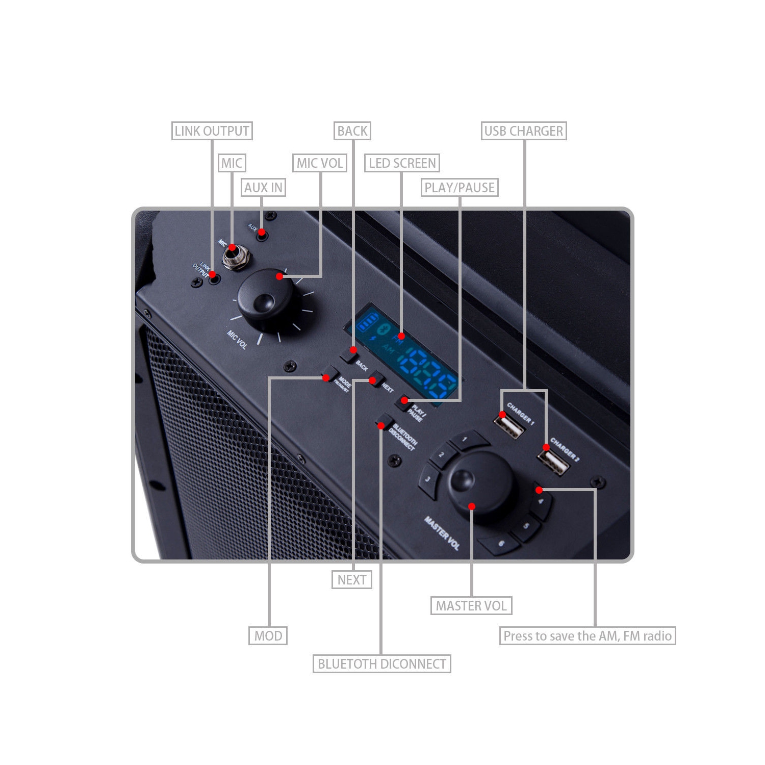 Costway Suono Portable 8" PA System Rechargeable Battery 300W RMS Power Active Speaker