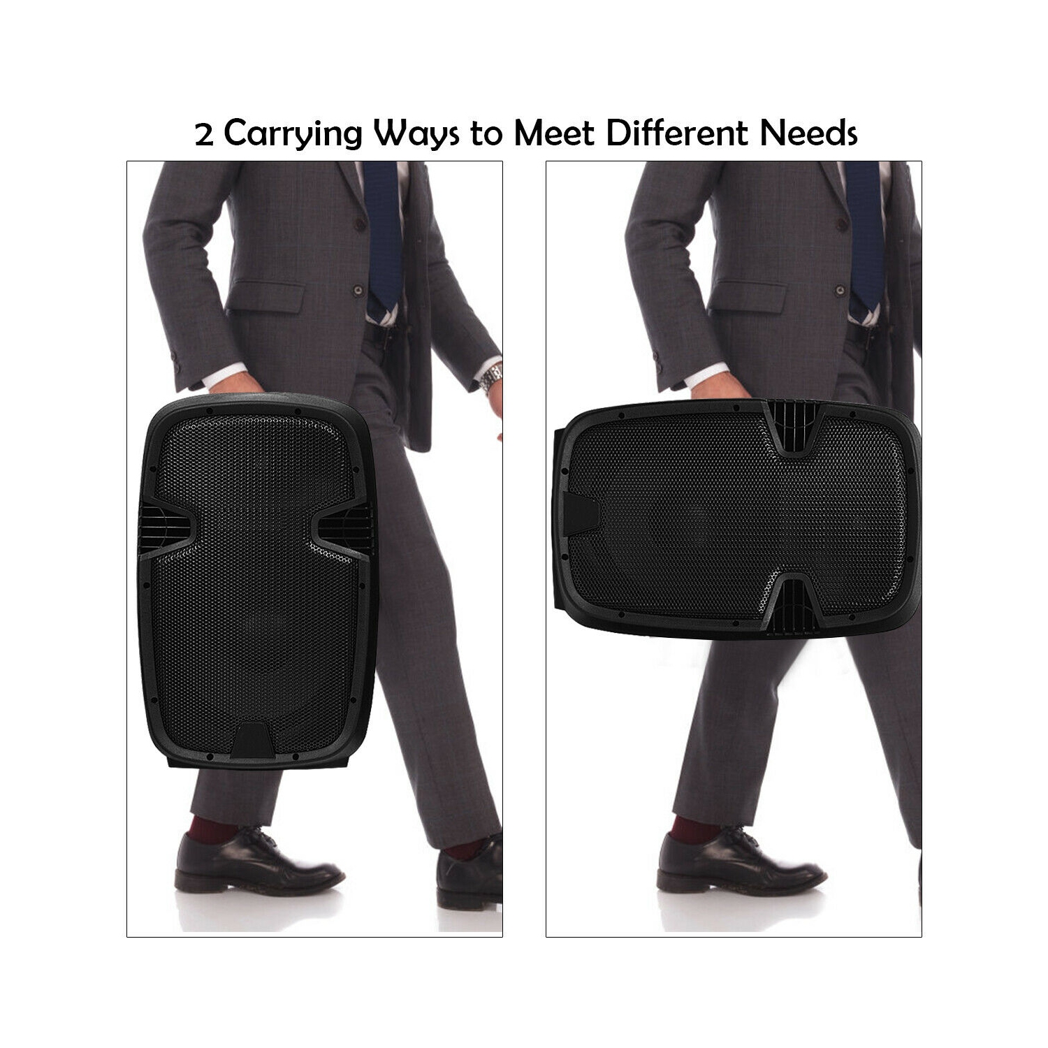 Deux haut-parleurs amplifiés 2000&nbsp;W à 2 voies de 12&nbsp;po avec câbles pour haut-parleur de Costway