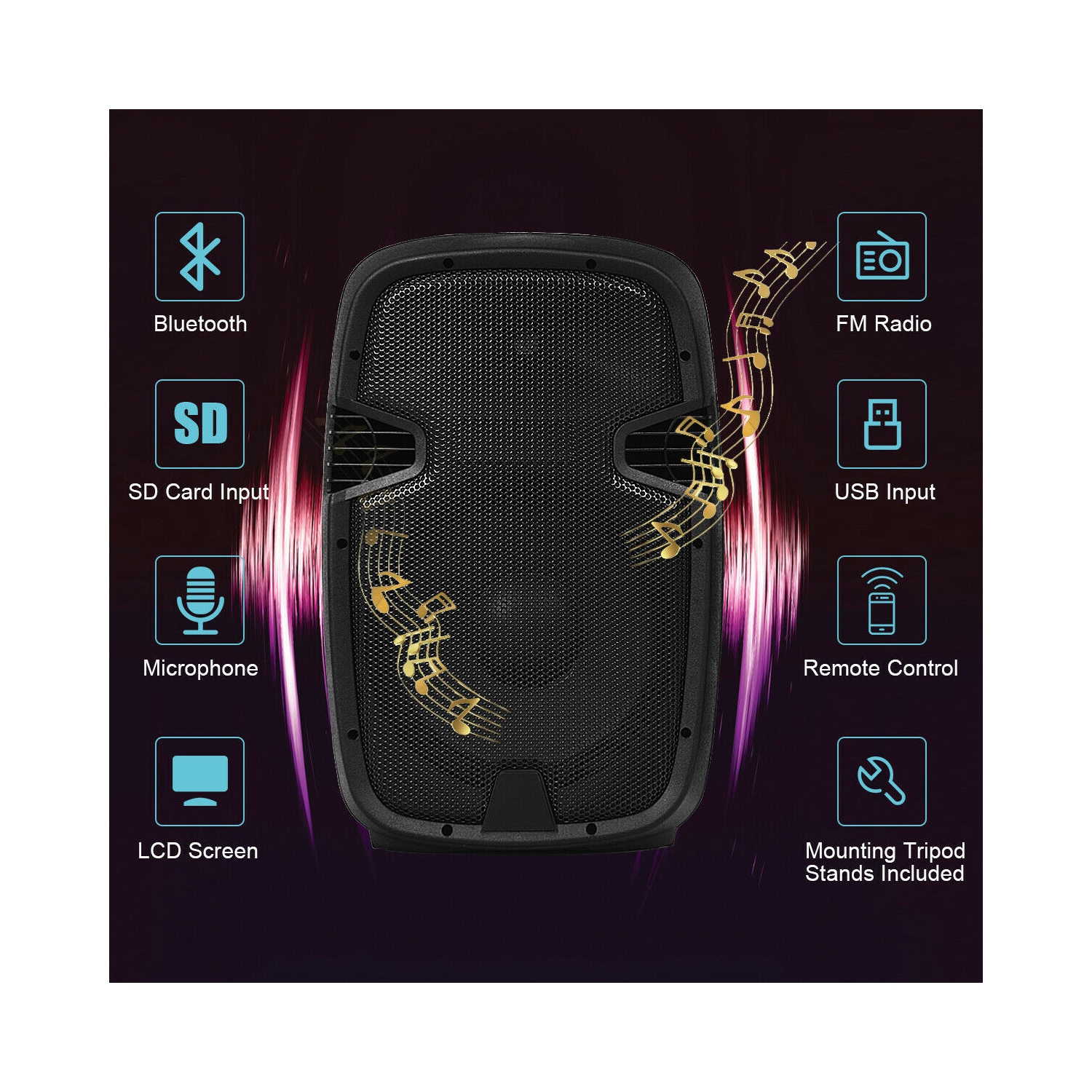 Deux haut-parleurs amplifiés 2000&nbsp;W à 2 voies de 12&nbsp;po avec câbles pour haut-parleur de Costway