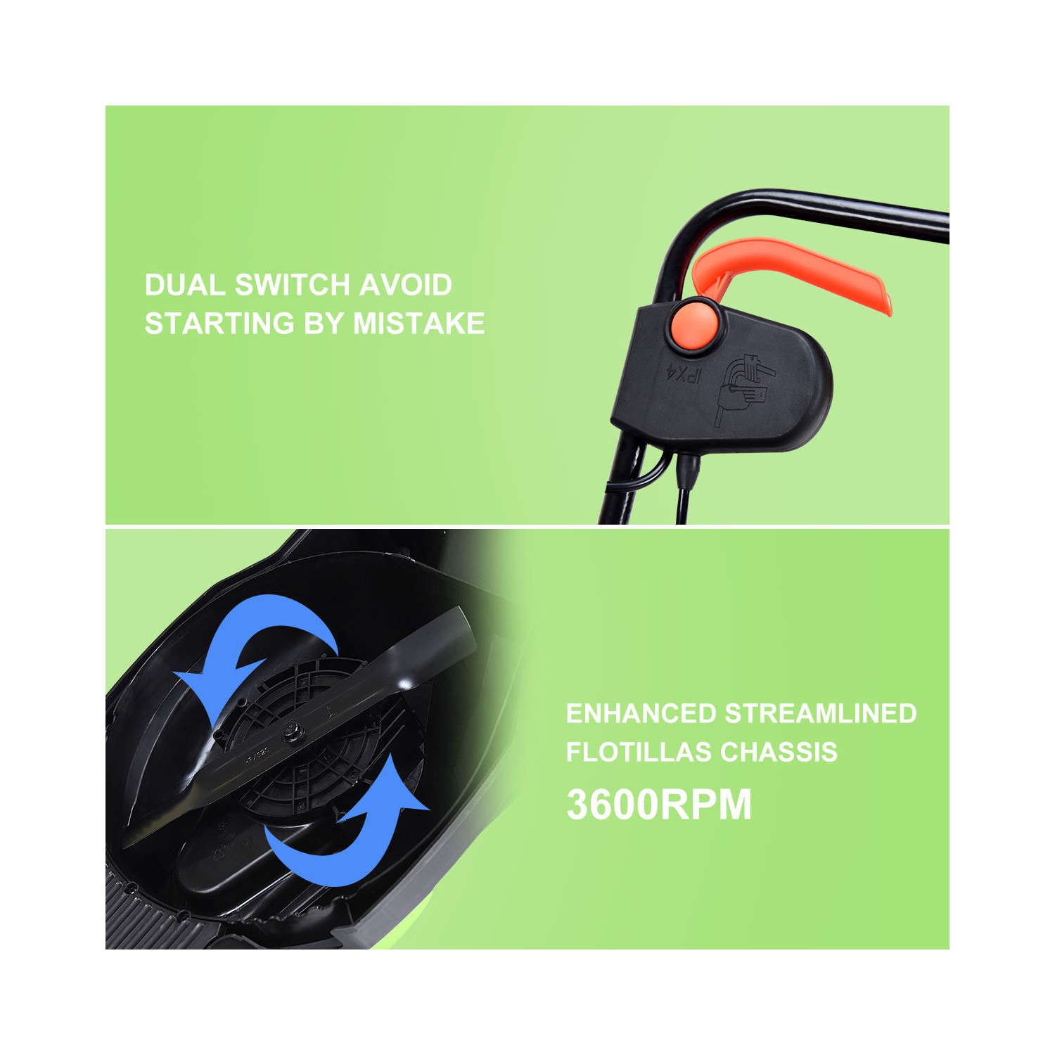 Tondeuse électrique à pousser de 13 po et 12 a de Costway avec sac vert