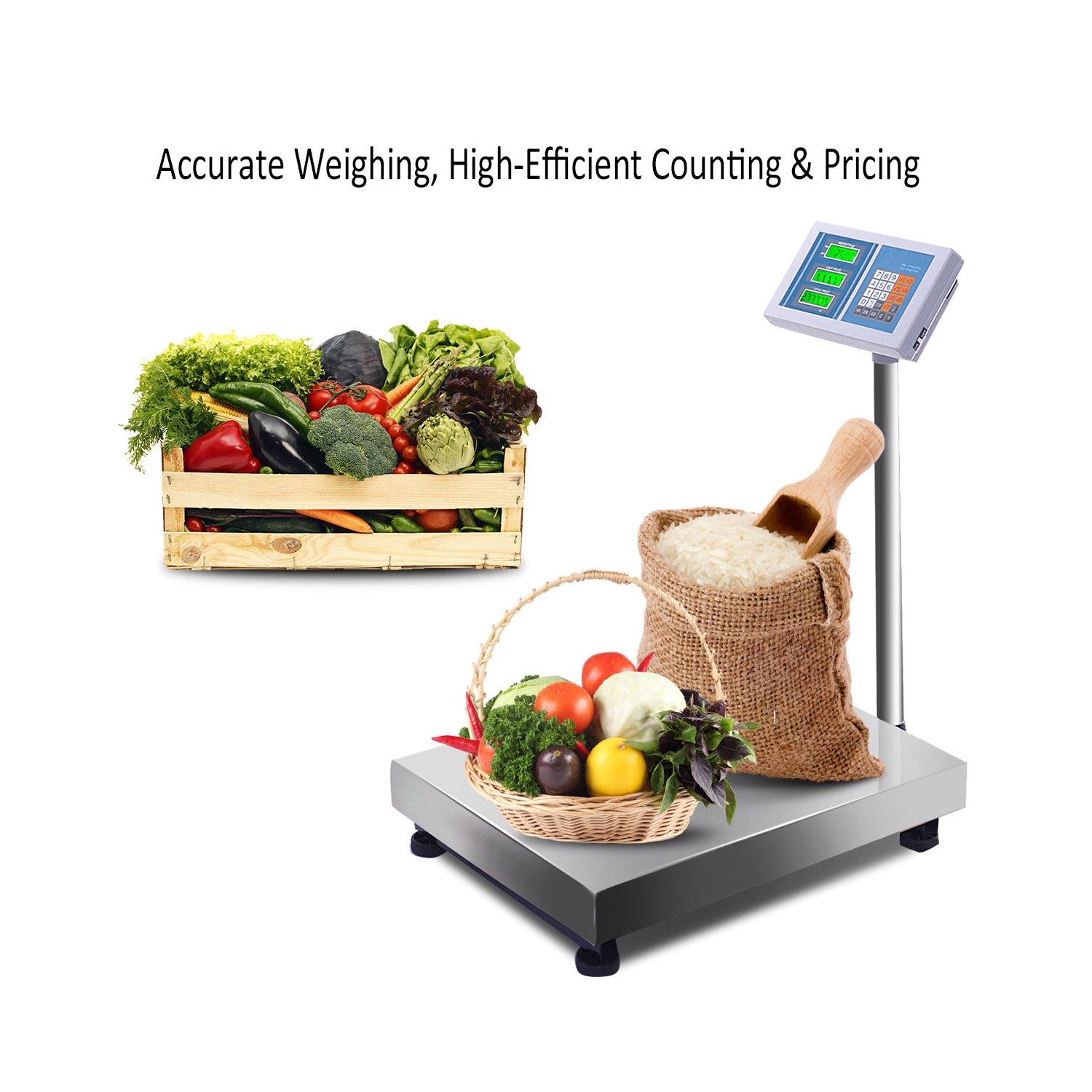 Costway 660lbs Weight Computing Digital Floor Platform Scale Postal Shipping Mailing