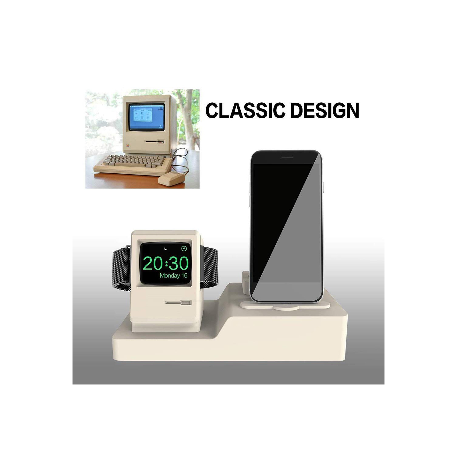 La station de recharge 3-en-1 en silicone de Navor est compatible avec les AirPods, iPhone XS/XS Max/XR/X/8/8 plus/7/7 plus/6 et les montres Apple