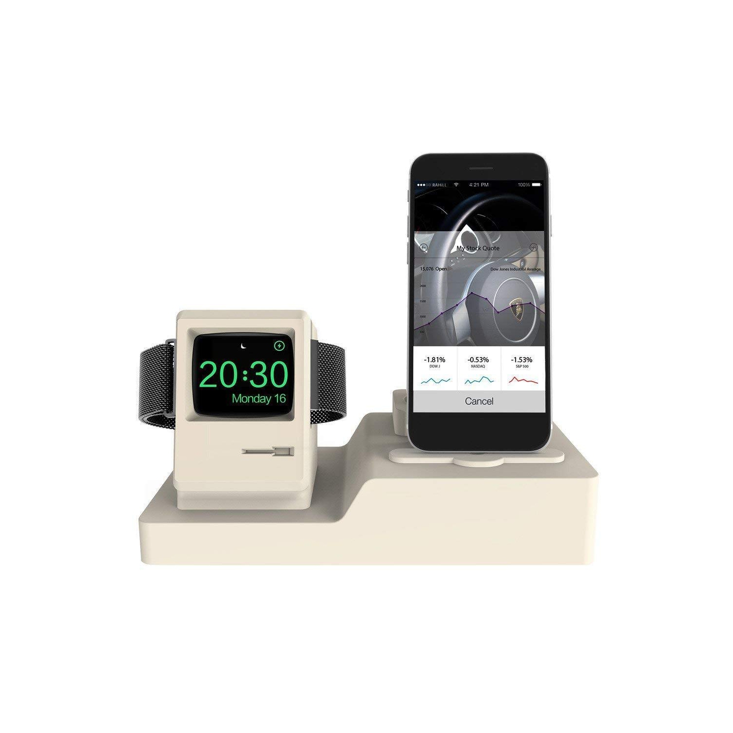 La station de recharge 3-en-1 en silicone de Navor est compatible avec les AirPods, iPhone XS/XS Max/XR/X/8/8 plus/7/7 plus/6 et les montres Apple