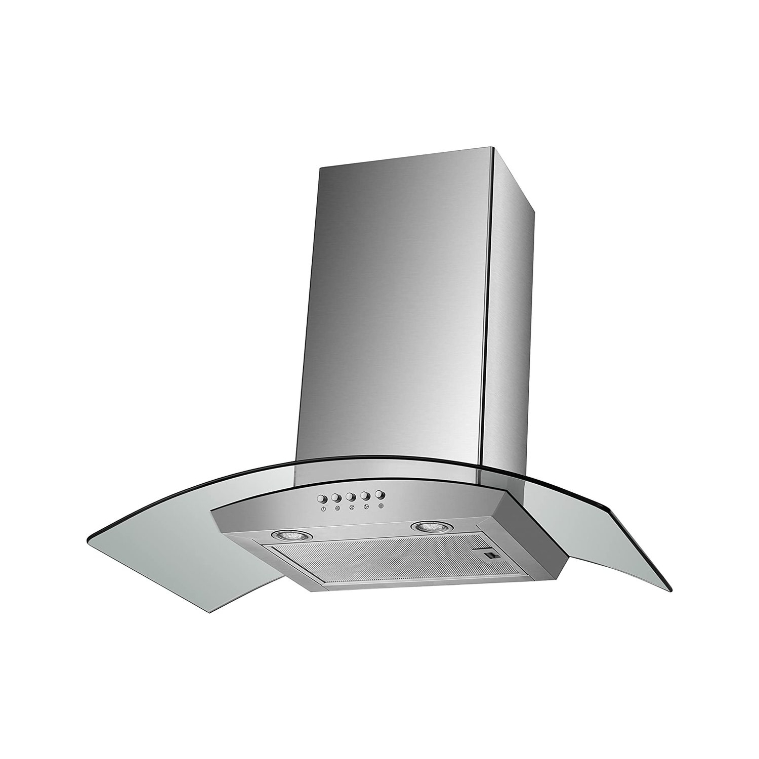 Agua Canada - Hamelin - Hotte de cuisine 30" ronde avec verre et support mural en acier inoxydable, 500 CFM avec lampes à led