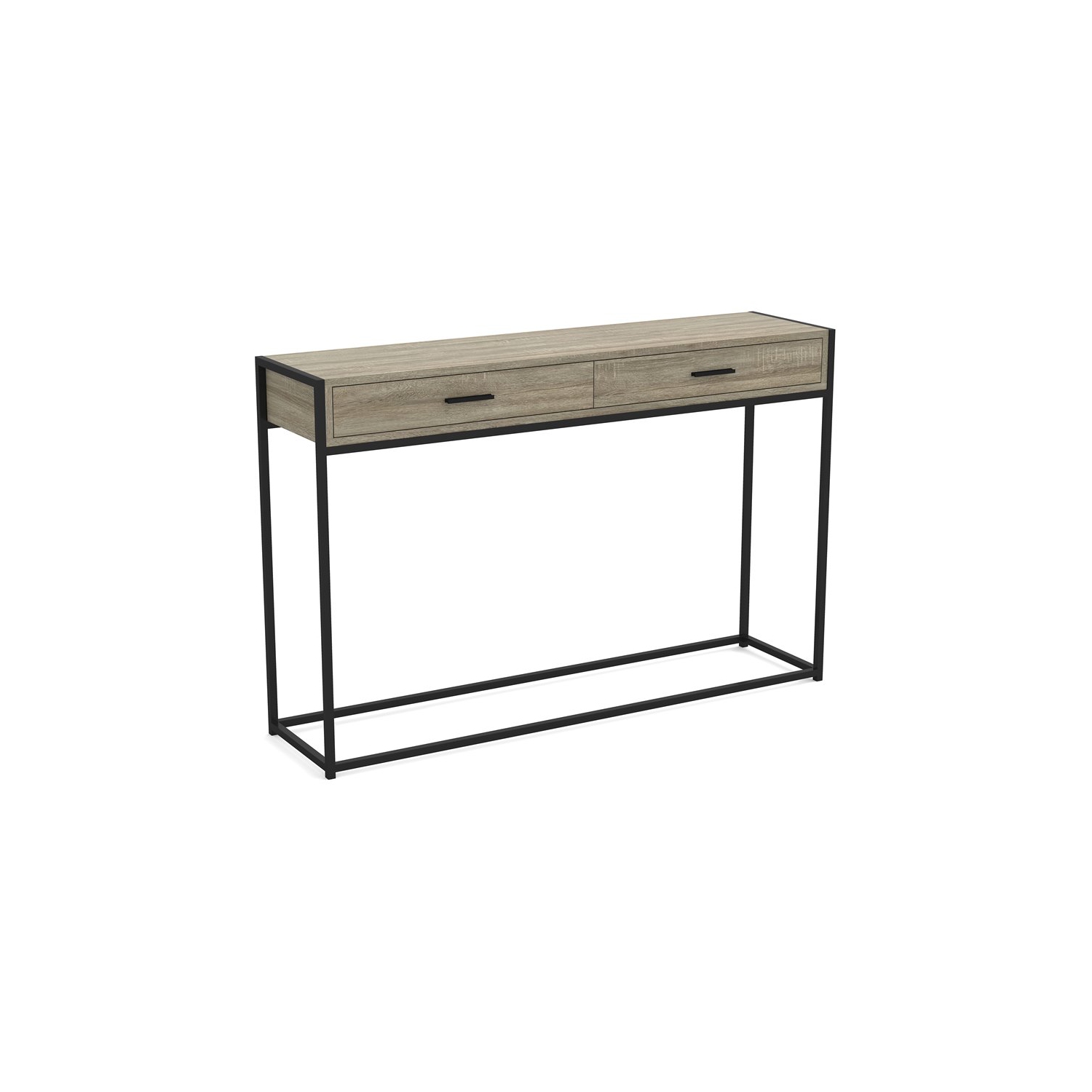 Table d’entrée contemporaine avec table d’appoint, canapé, 48 po de long, métal noir taupe foncé