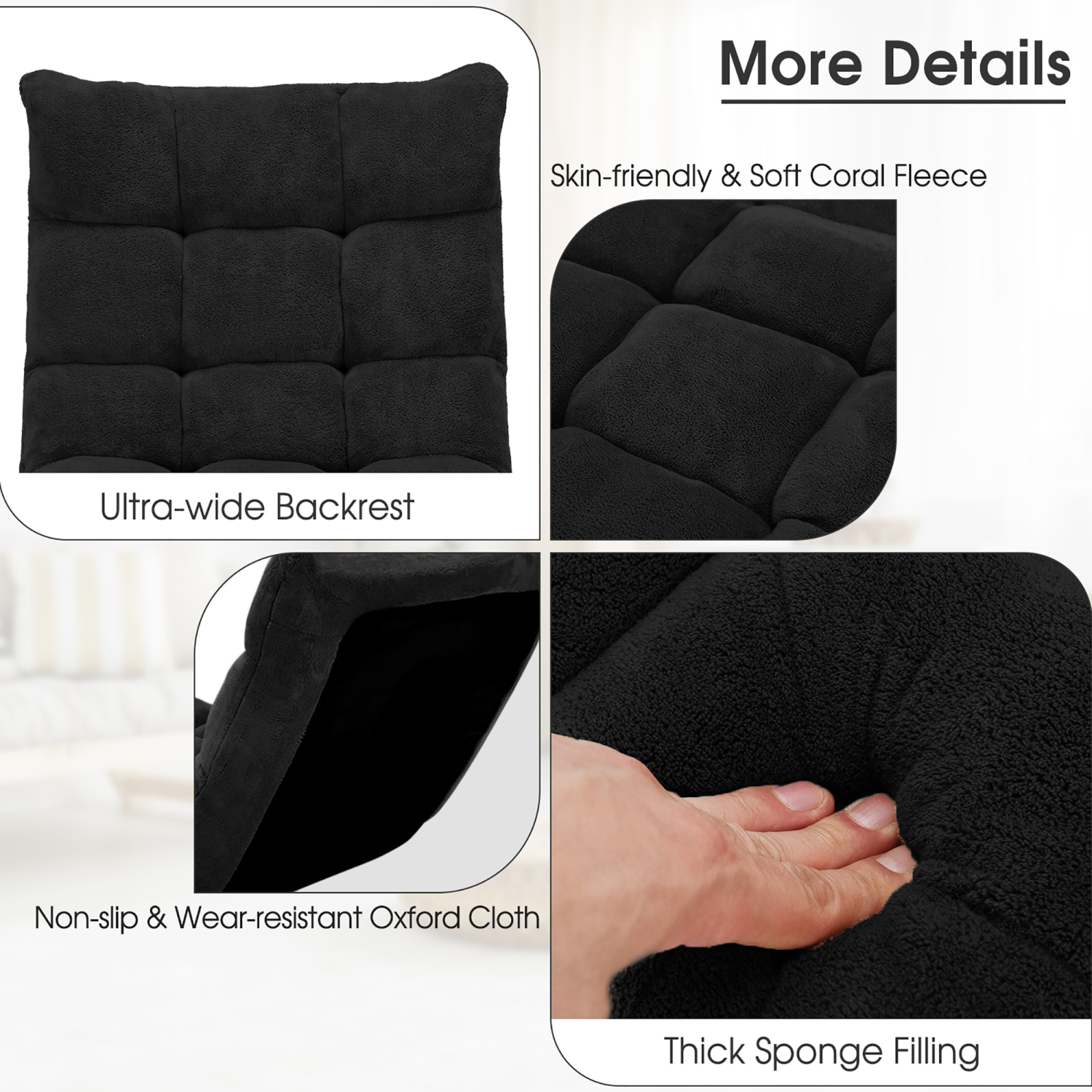 Costway Adjustable 14-Position Floor Chair Folding Gaming Sofa Chair Cushioned