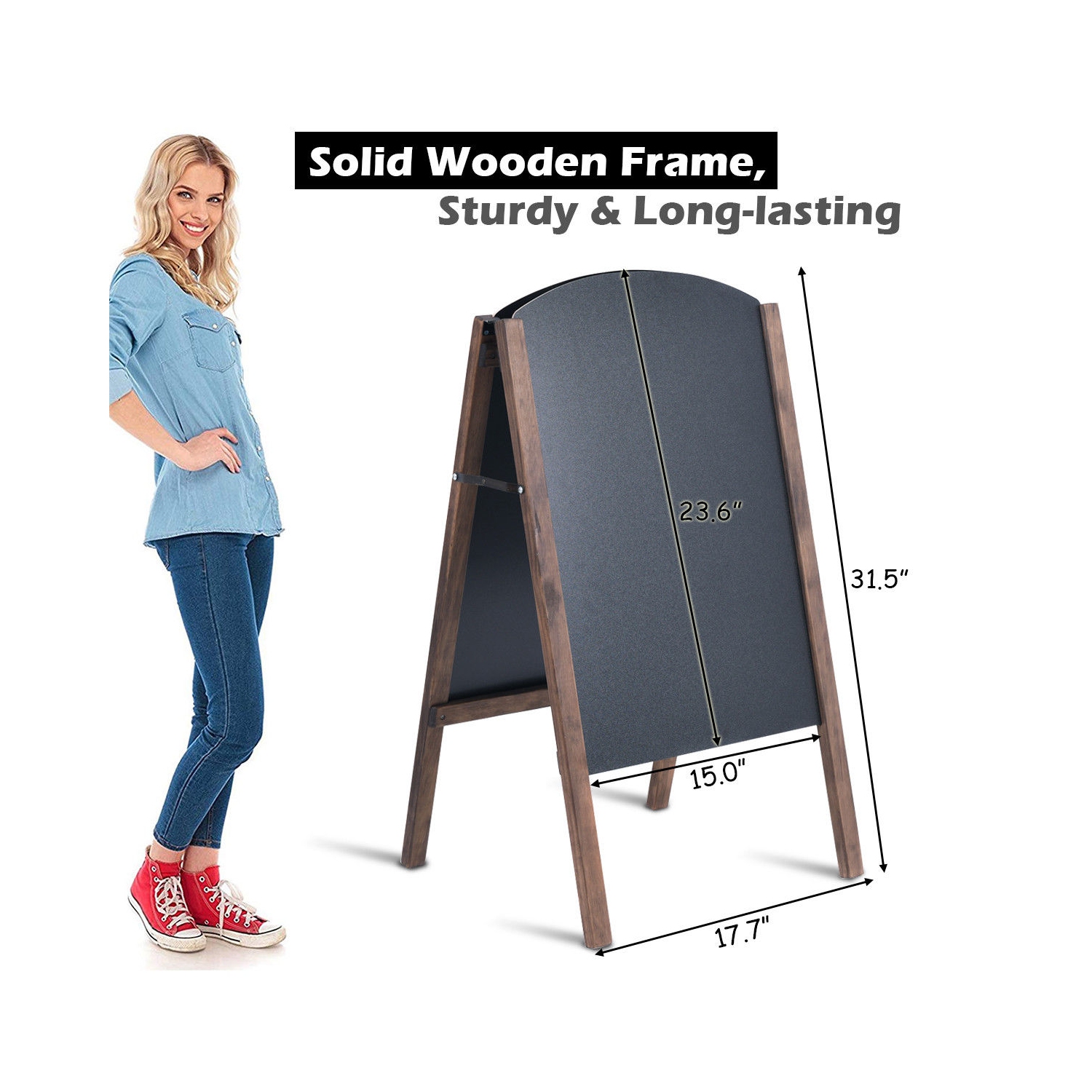 Costway 31.5" Wood A-Frame Chalkboard Menu Sign Board Sidewalk Wedding Signage