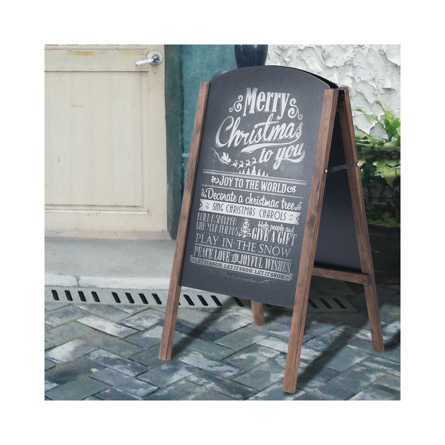 Costway 31.5" Wood A-Frame Chalkboard Menu Sign Board Sidewalk Wedding Signage