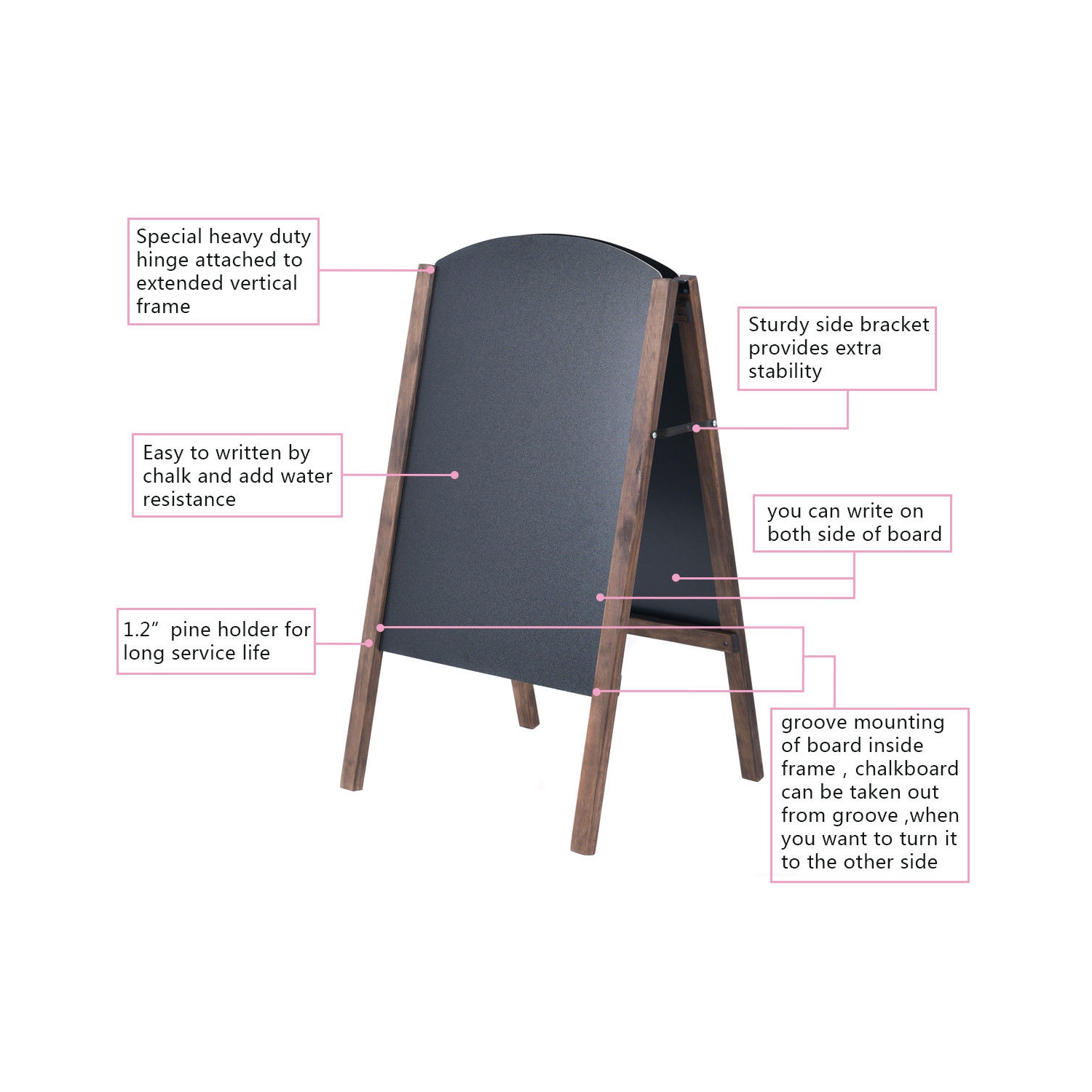 Costway 31.5" Wood A-Frame Chalkboard Menu Sign Board Sidewalk Wedding Signage