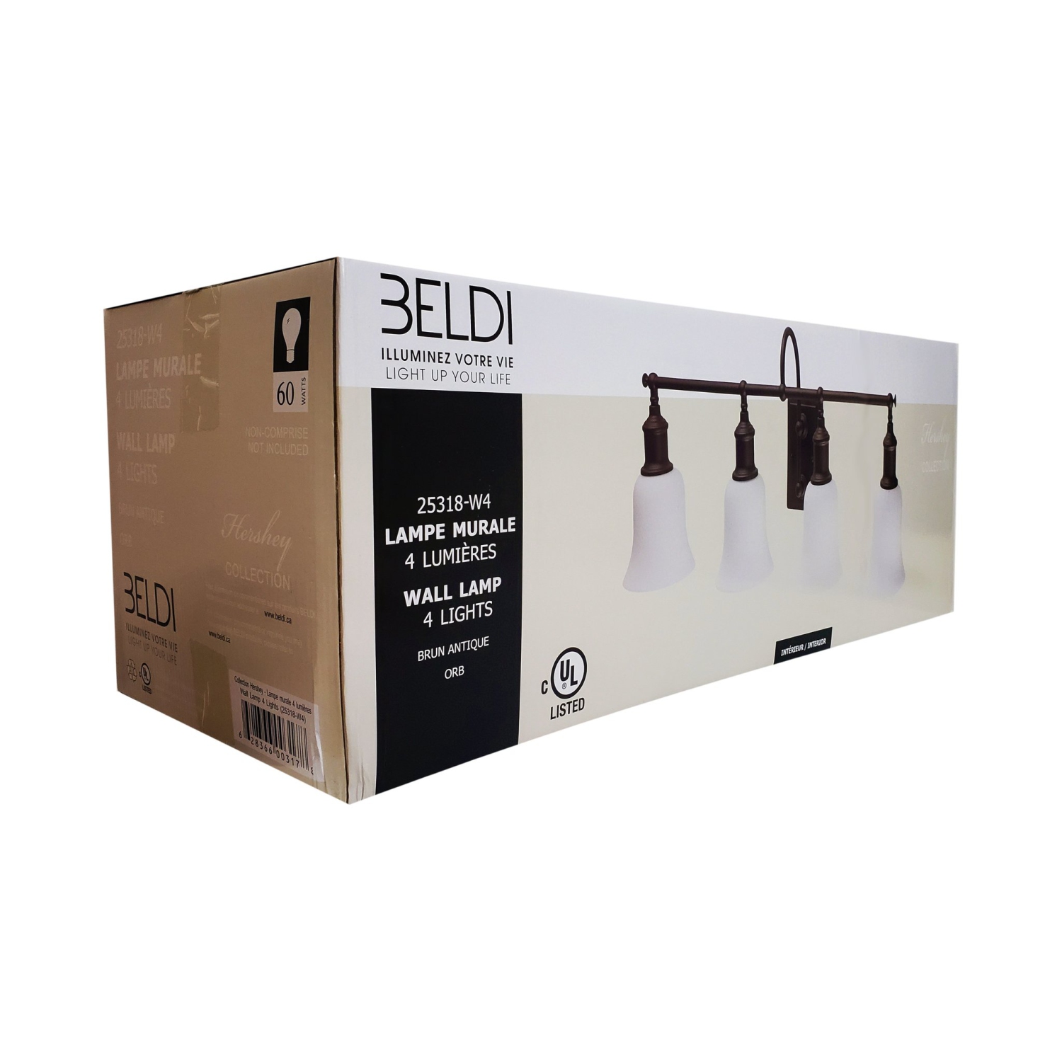 Beldi 25318-W4 Hershey Vanity 4 Lights Orb Finish