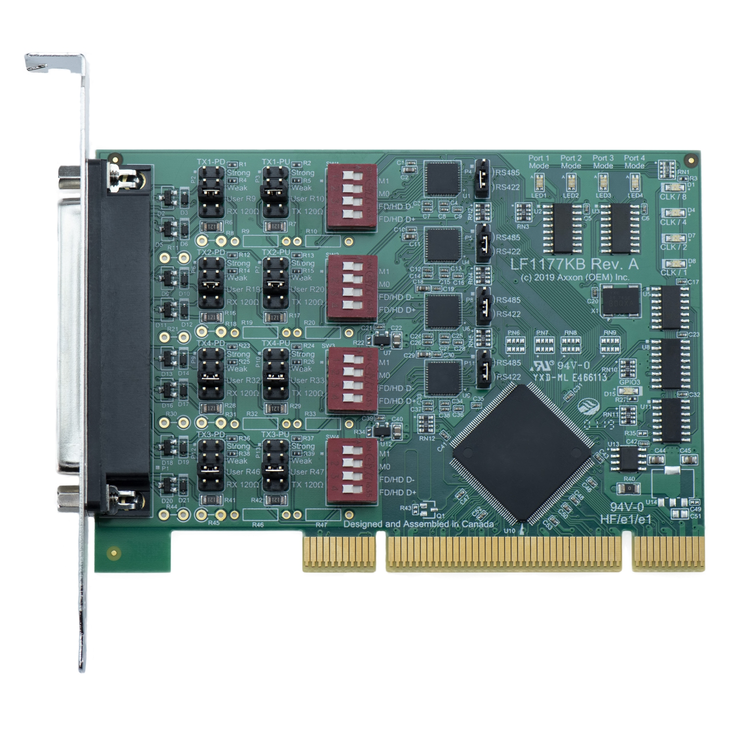 Axxon LF1177KB Universal PCI 4 Port RS232/422/485 Selectable