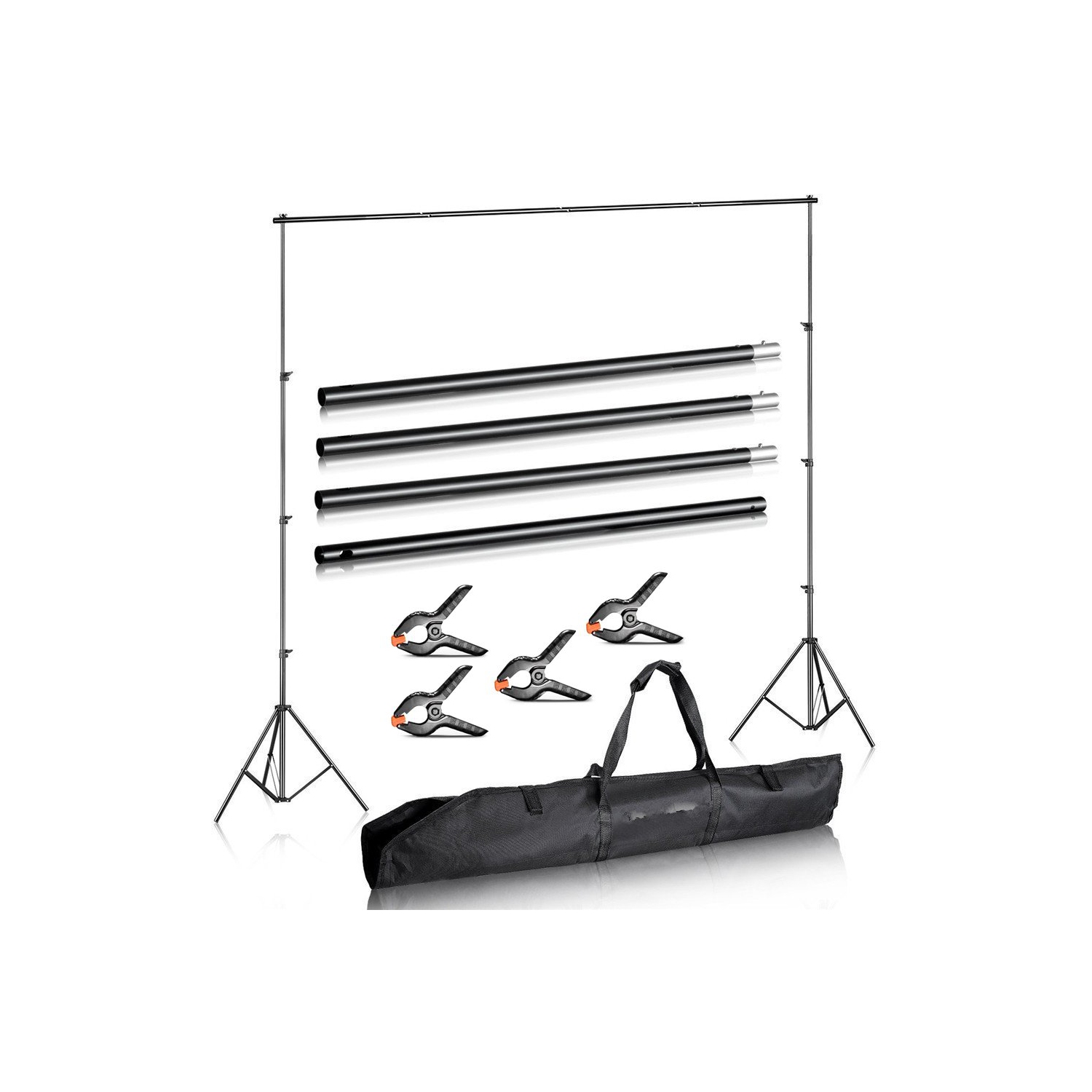 Duramex Photography 10' Wide x 7' FT High Background Stand with Bag for Backdrop with Two Stands, Metal Crossbars