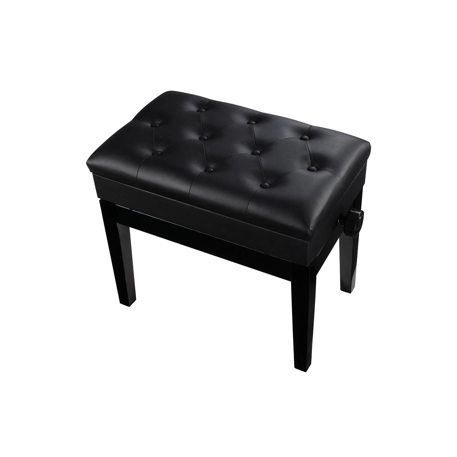 Bison Prosound Black Adjustable Height Piano Bench PU Padded Keyboard Storage Seat Weight Capacity 264lbs