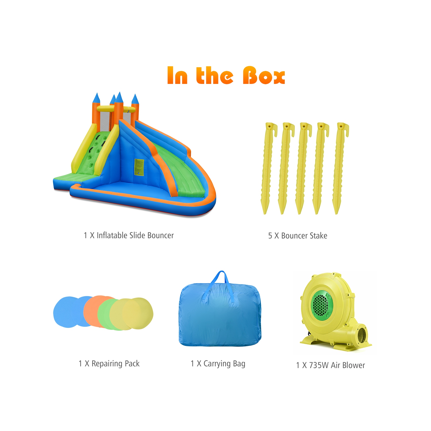 Costway Inflatable Water Slide Mighty Bounce House Jumper Castle Moonwalk W/ 950W Blower