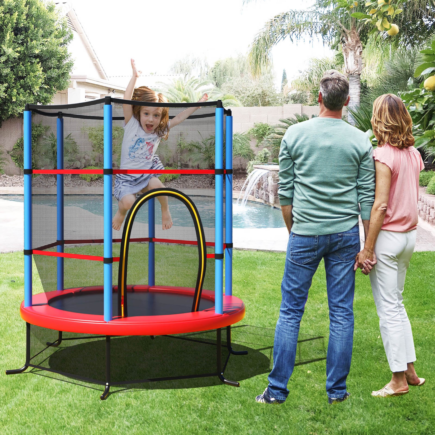 COSTWAY Trampoline de Jardin Trampoline pour Enfant ø 140 cm