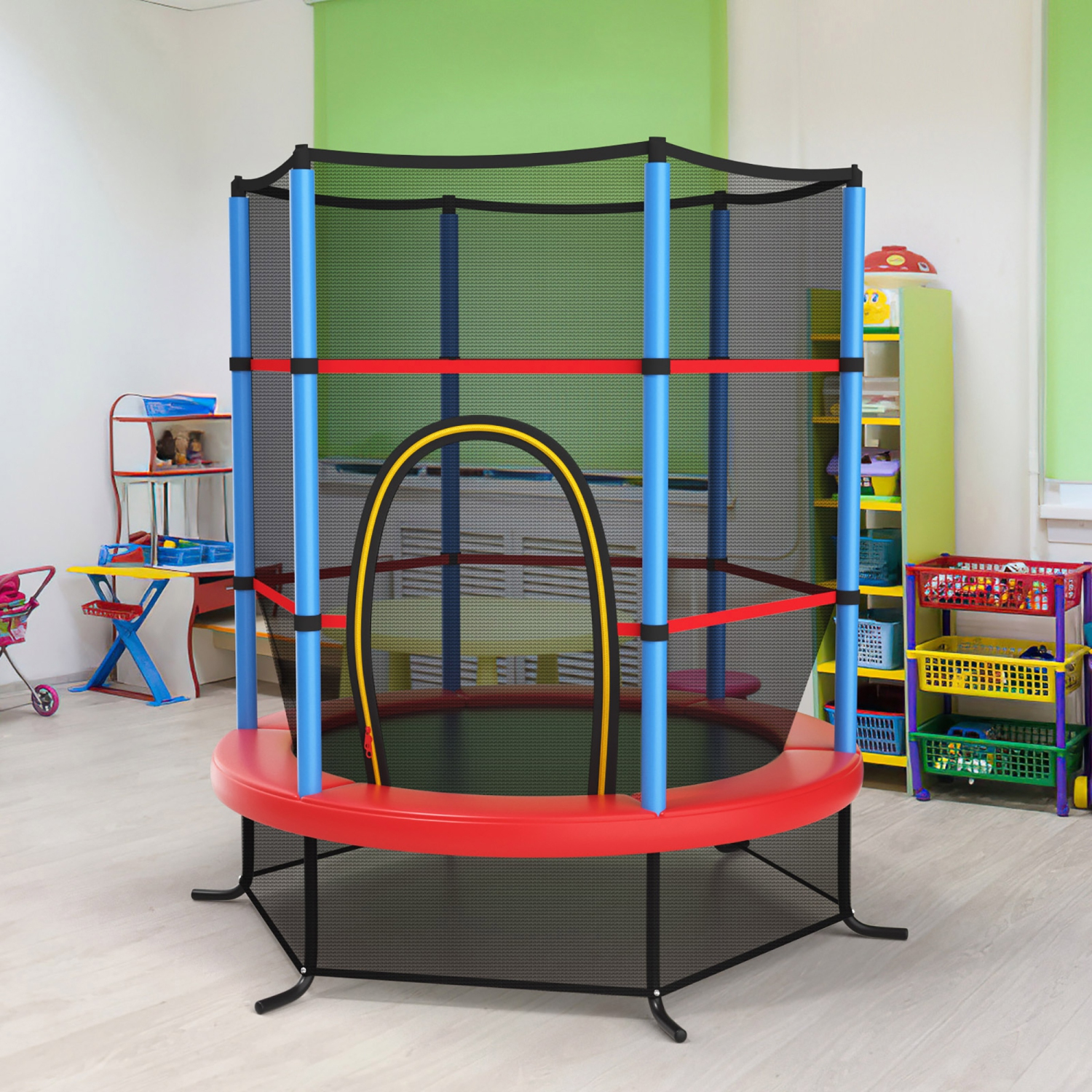 Costway 55" Kids Trampoline Bouncing Jumping Mat Recreational Trampoline W/Enclosure Net