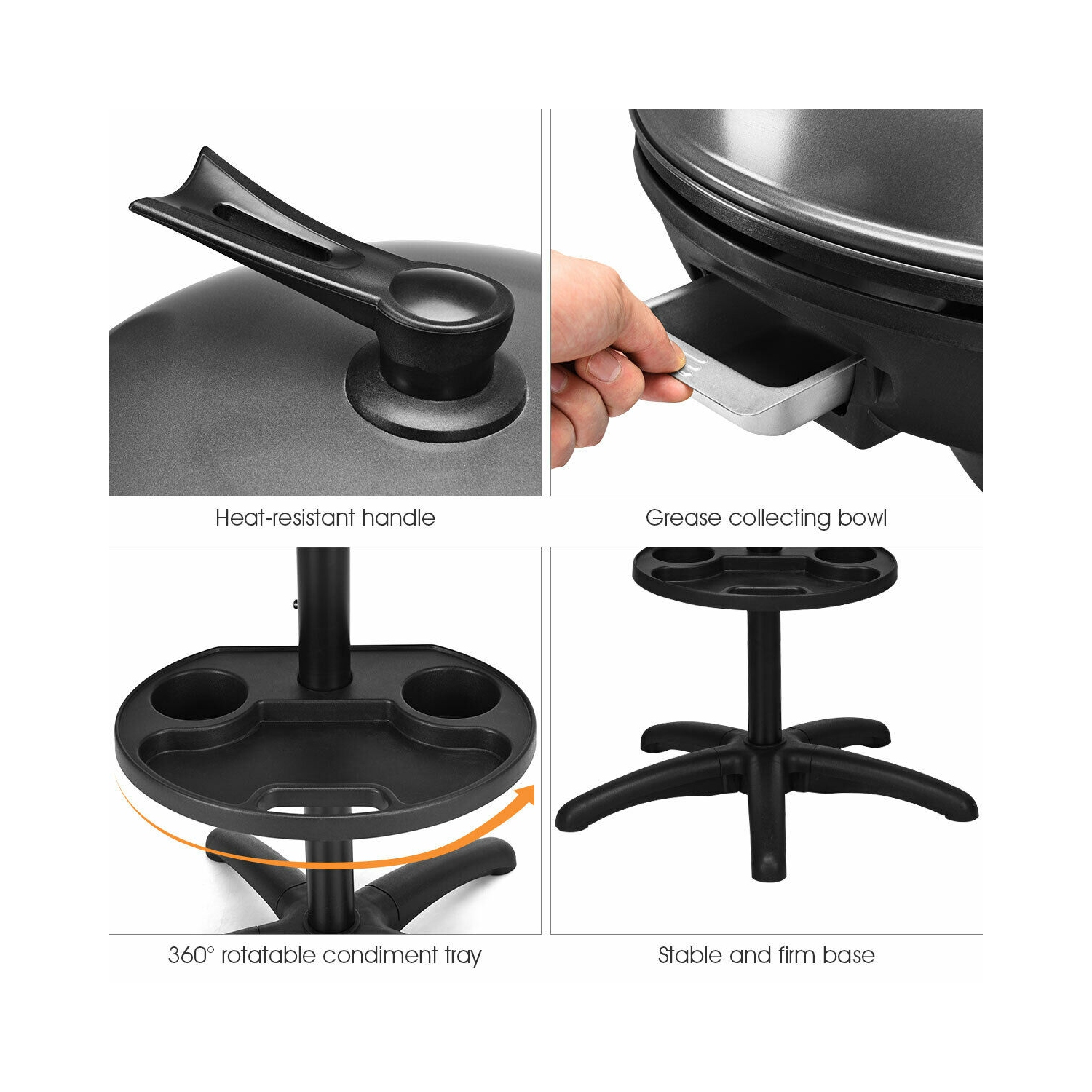 Costway Electric BBQ Grill 1350W Non-stick 4 Temperature Setting Outdoor Garden Camping