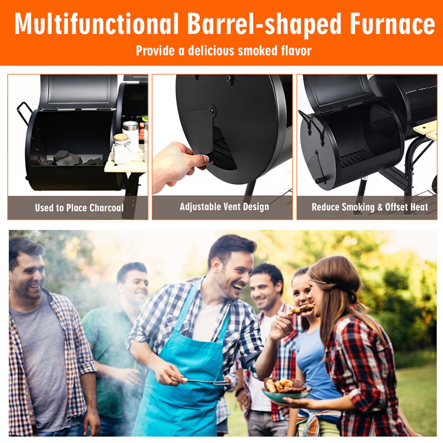 Costway Outdoor BBQ Grill Charcoal Barbecue Pit Patio Backyard Cooker Smoker