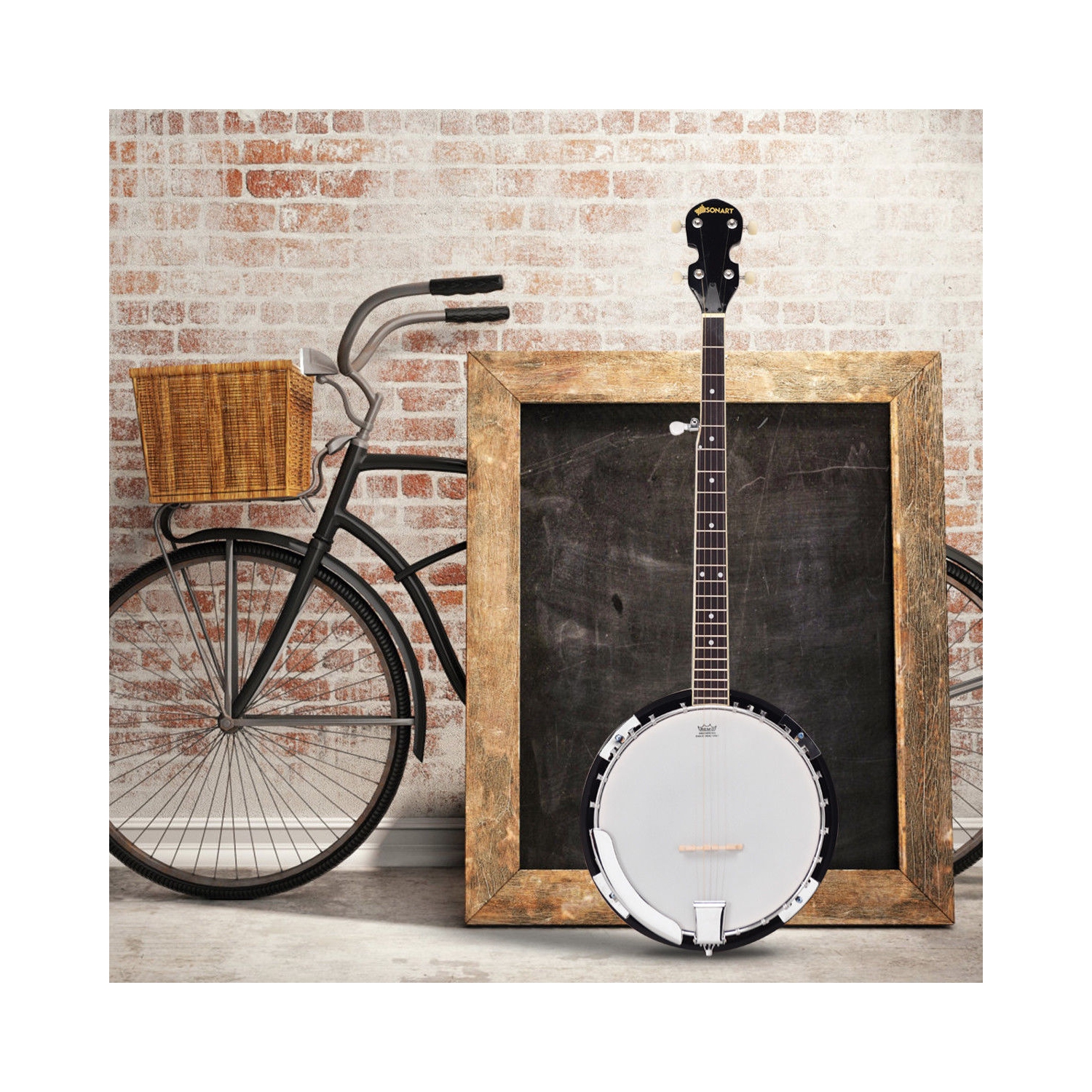 Banjo à 5 Cordes 39 Pouce Remo Peau, 24 Réglables Supports, avec Ensemble de Cordes,Sac à Dos, Médiators,Accordeur, Cadeau pour Amis Debutants/Concert