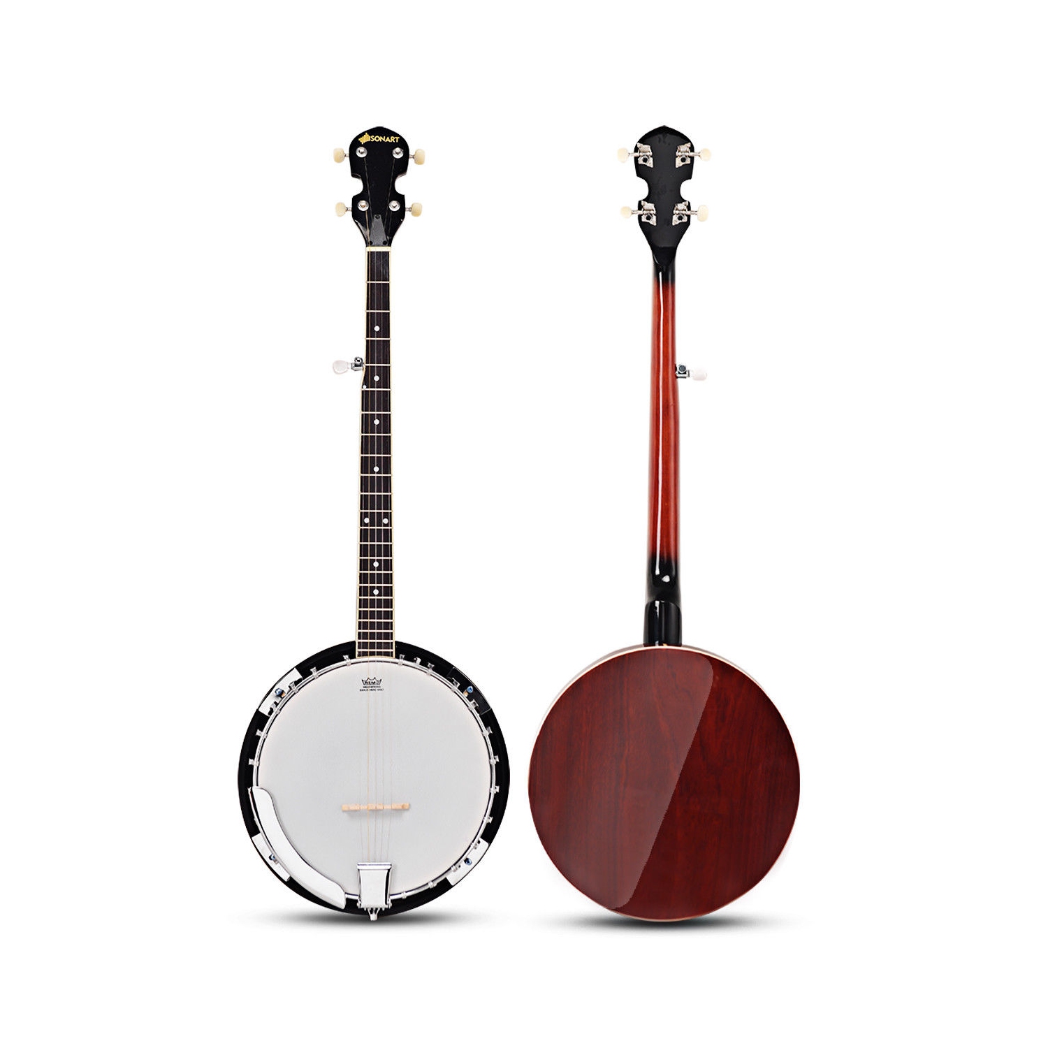 Banjo à 5 Cordes 39 Pouce Remo Peau, 24 Réglables Supports, avec Ensemble de Cordes,Sac à Dos, Médiators,Accordeur, Cadeau pour Amis Debutants/Concert