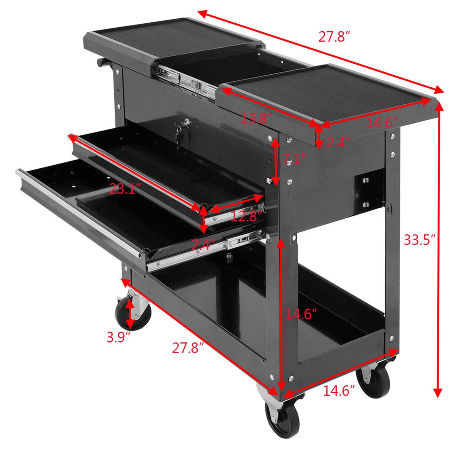 Costway Rolling Mechanics Tool Cart Slide Top Utility Storage Cabinet Organizer 2 Drawer