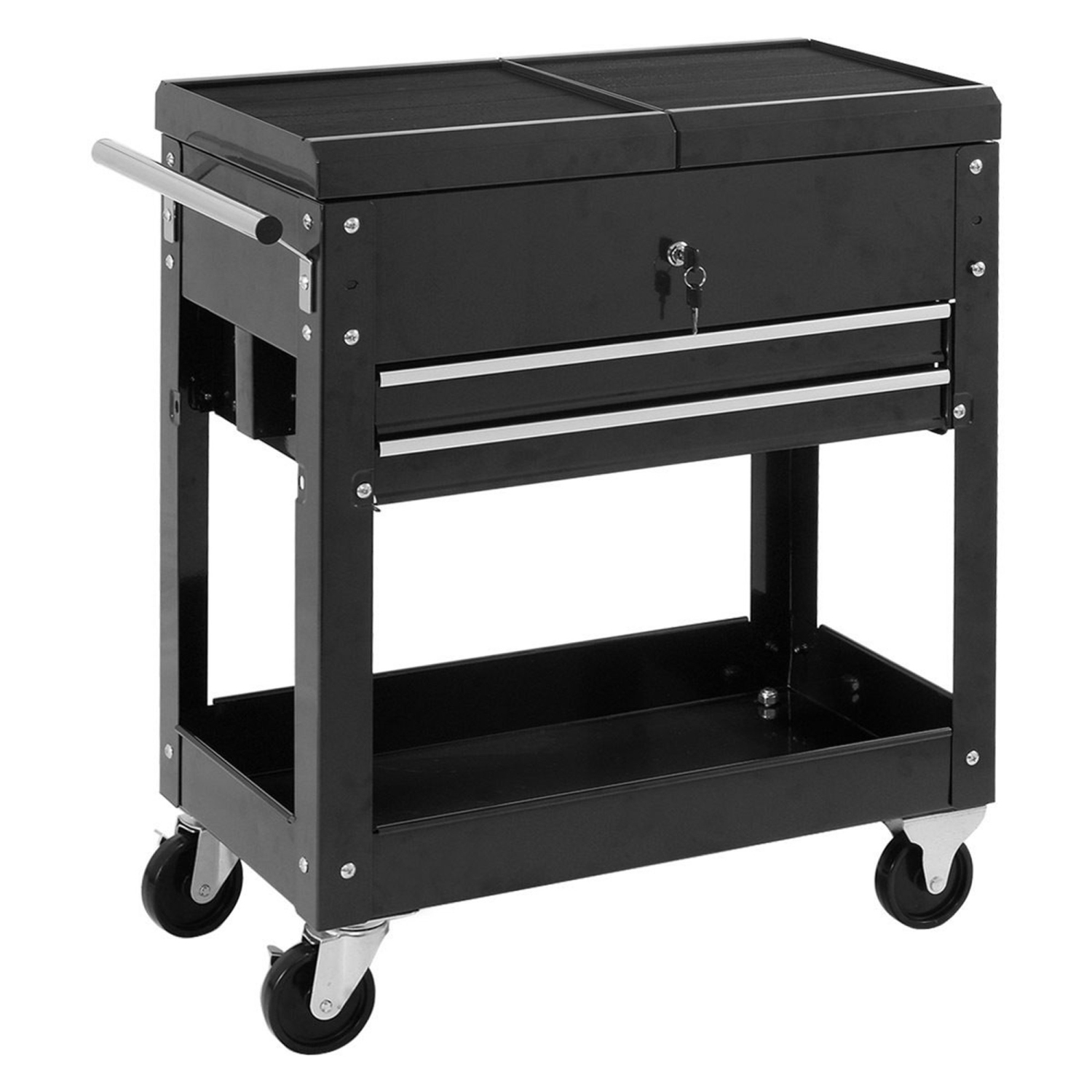 Costway Rolling Mechanics Tool Cart Slide Top Utility Storage Cabinet Organizer 2 Drawer