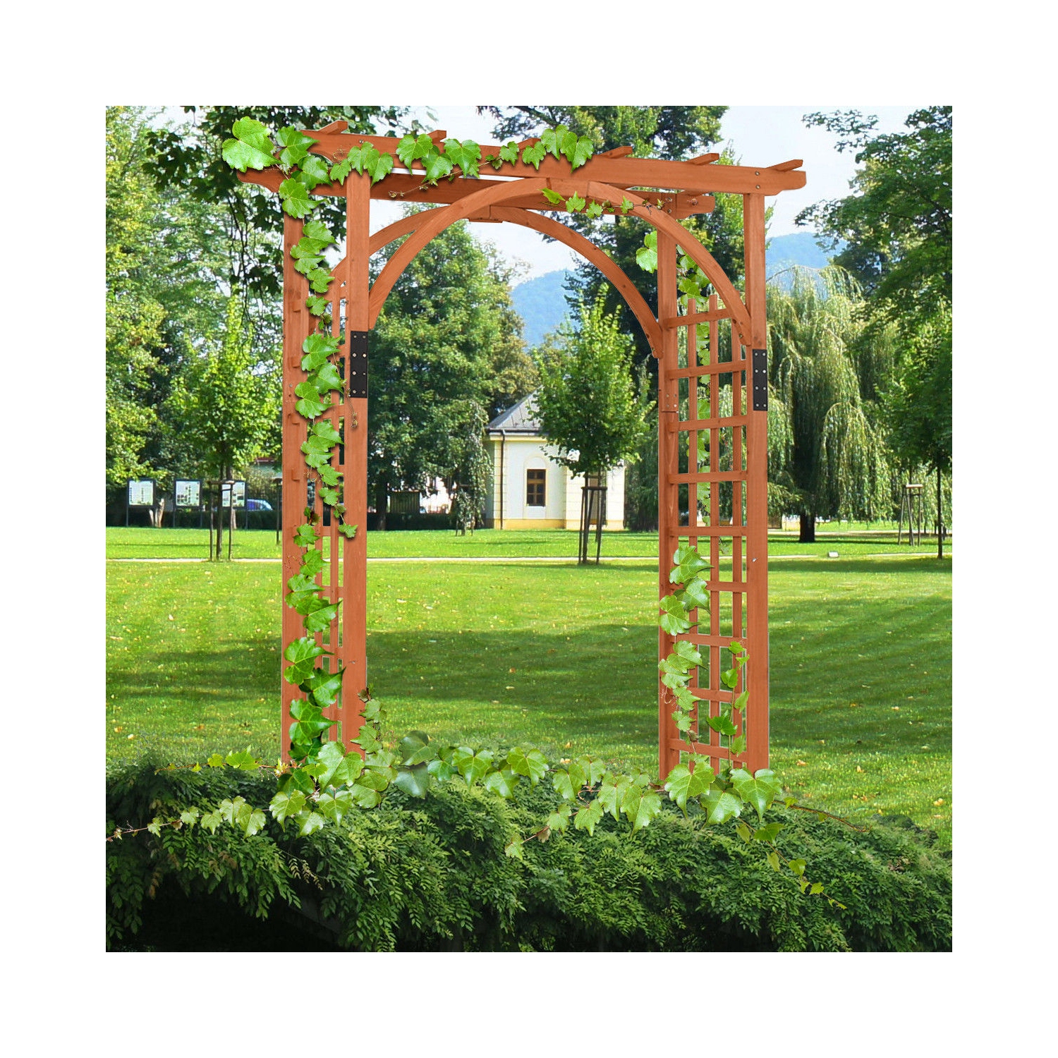 Premium Outdoor Wooden Cedar Arbor Arch Pergola Trellis Wood Garden Yard Lattice
