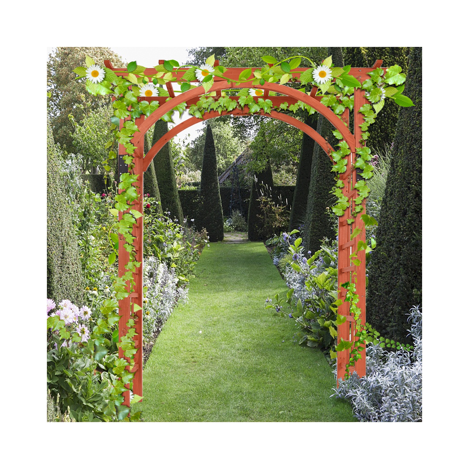 Premium Outdoor Wooden Cedar Arbor Arch Pergola Trellis Wood Garden Yard Lattice