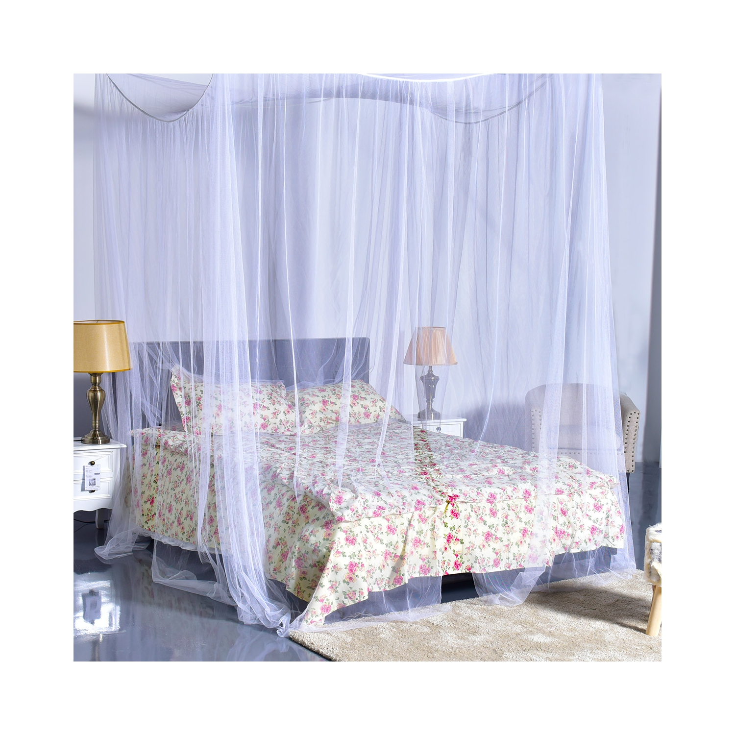Literie grand lit en filet à 4 coins avec filet à moustiques de Costway pour grand lit