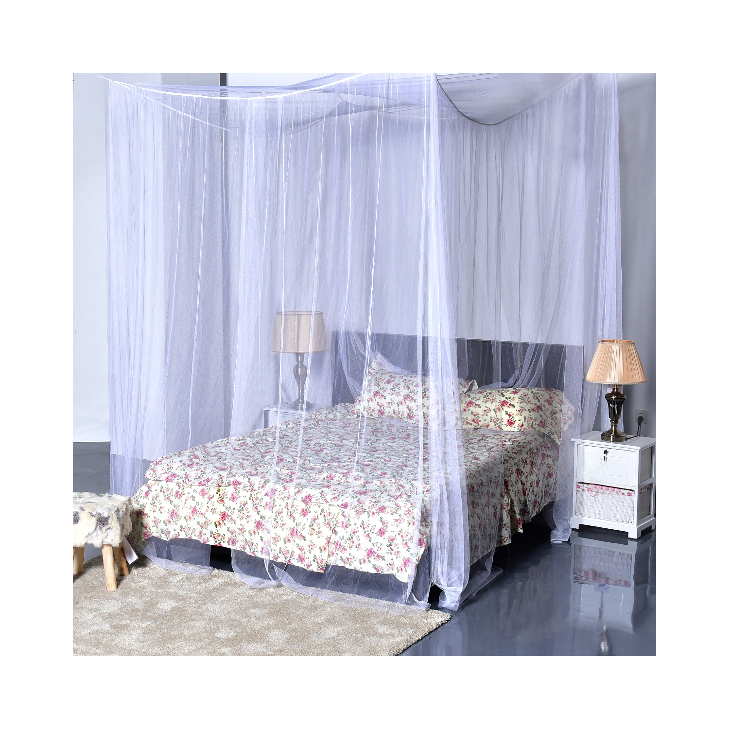 Literie grand lit en filet à 4 coins avec filet à moustiques de Costway pour grand lit