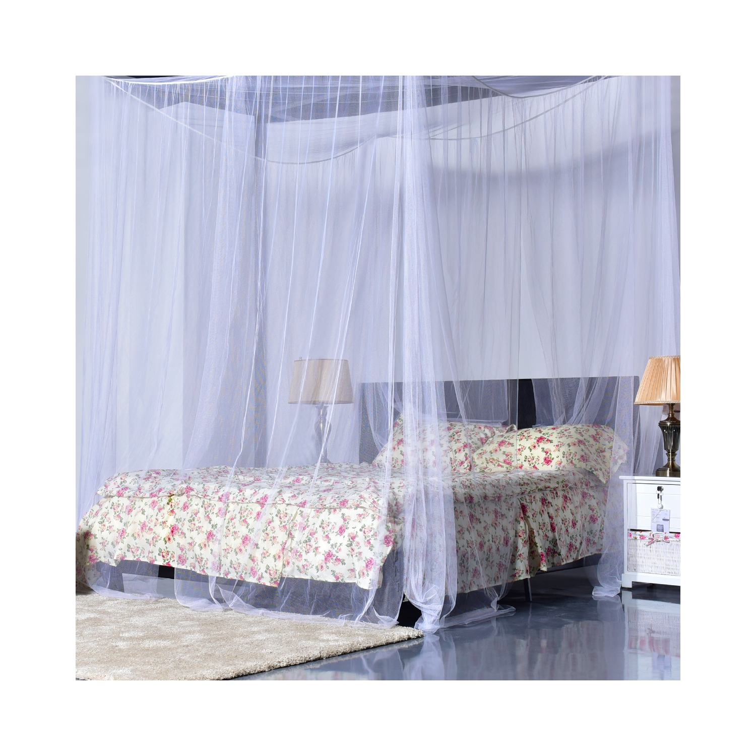 Literie grand lit en filet à 4 coins avec filet à moustiques de Costway pour grand lit