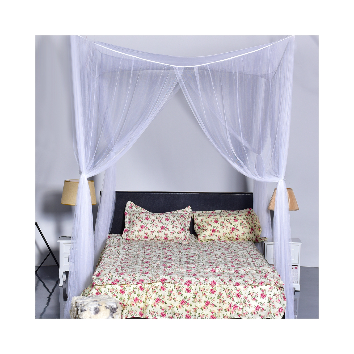 Literie grand lit en filet à 4 coins avec filet à moustiques de Costway pour grand lit