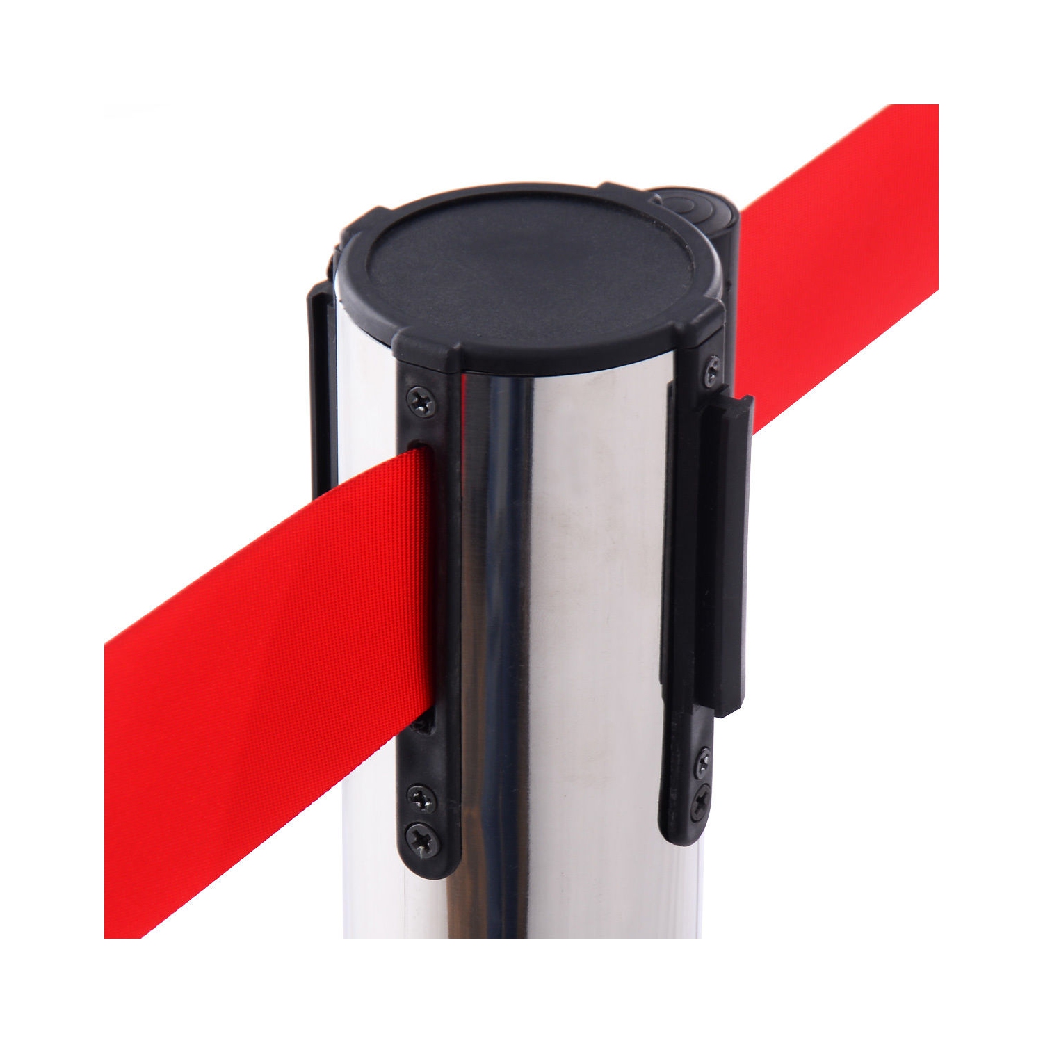 Costway 6Pcs Stanchion Posts Queue Pole Retractable Red Belt Crowd Control Barrier