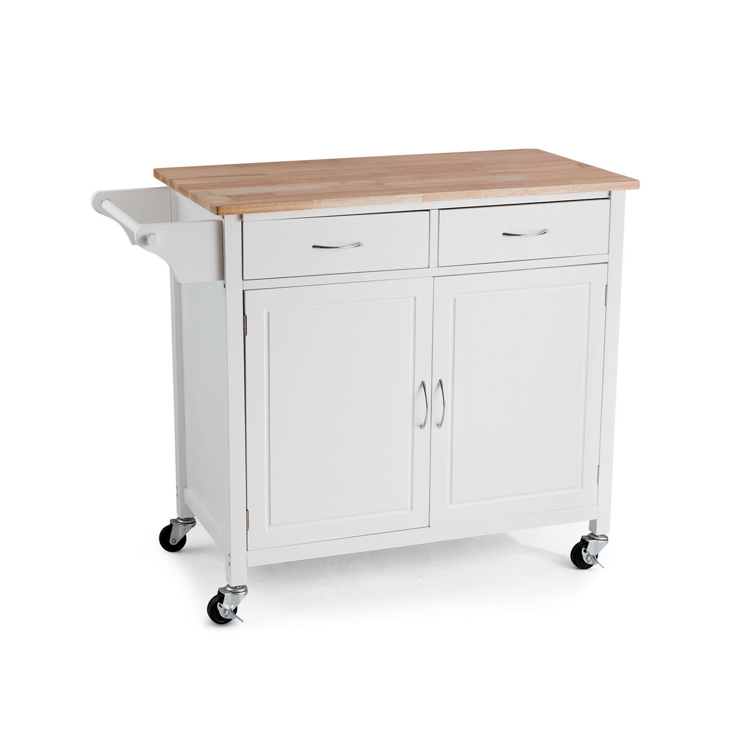 Rolling Kitchen Cart Island Wood Top Storage Trolley Cabinet Utility