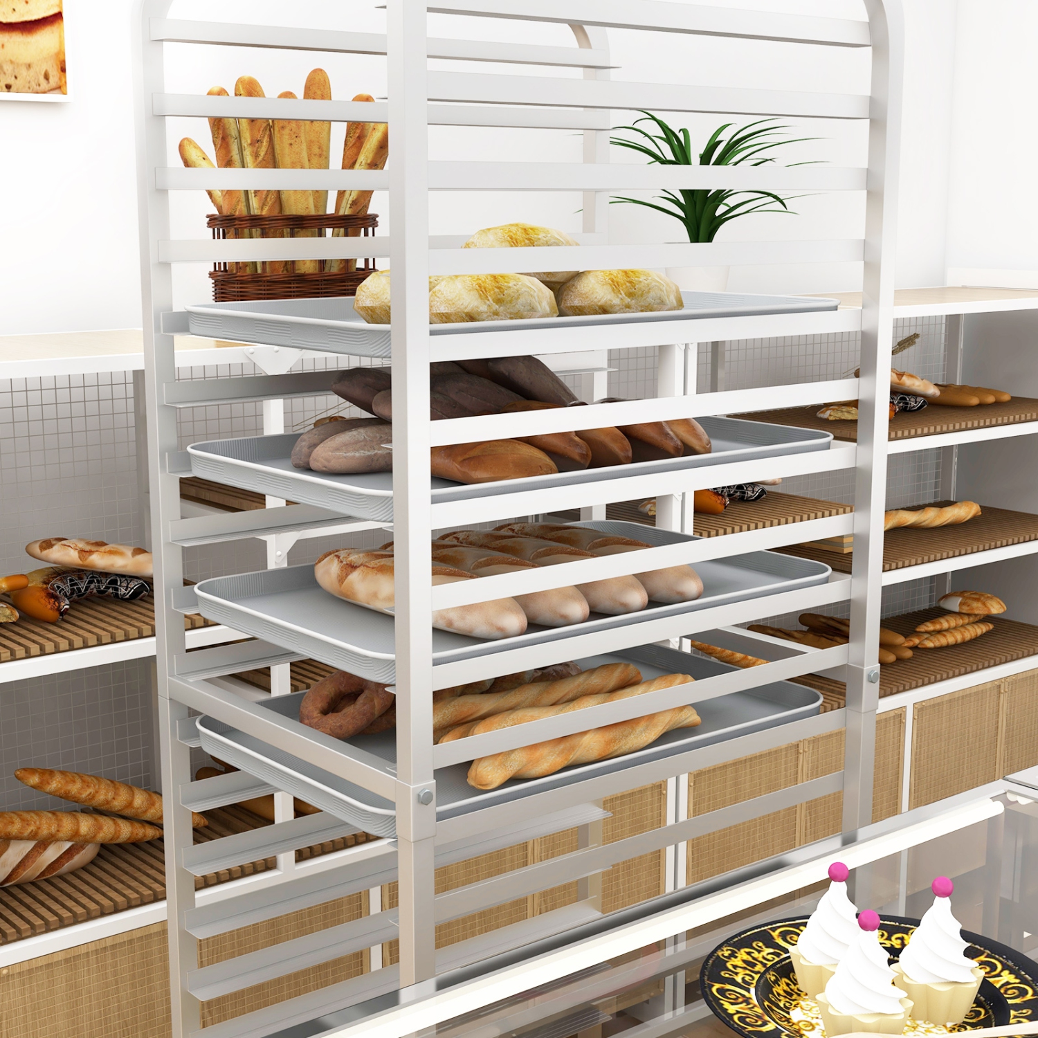 Costway 20-tier Bun Pan Speed Rack with Lockable Rubber Wheels 3" Spacing for Kitchen