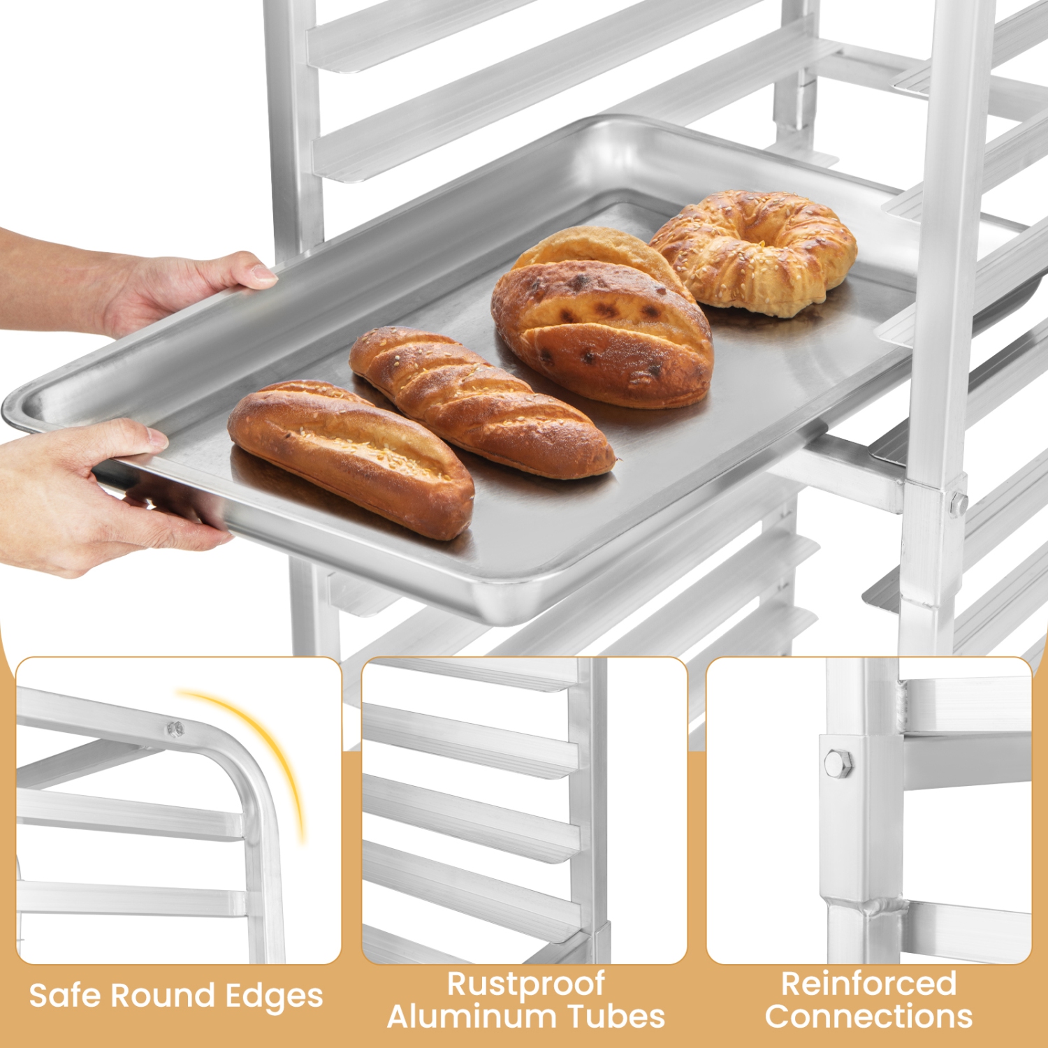 Costway 20-tier Bun Pan Speed Rack with Lockable Rubber Wheels 3" Spacing for Kitchen