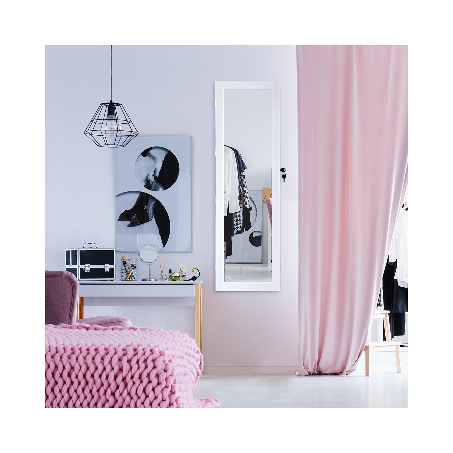 Armoire à bijoux avec armoire murale verrouillable et éclairage DEL de Costway avec armoire à bijoux