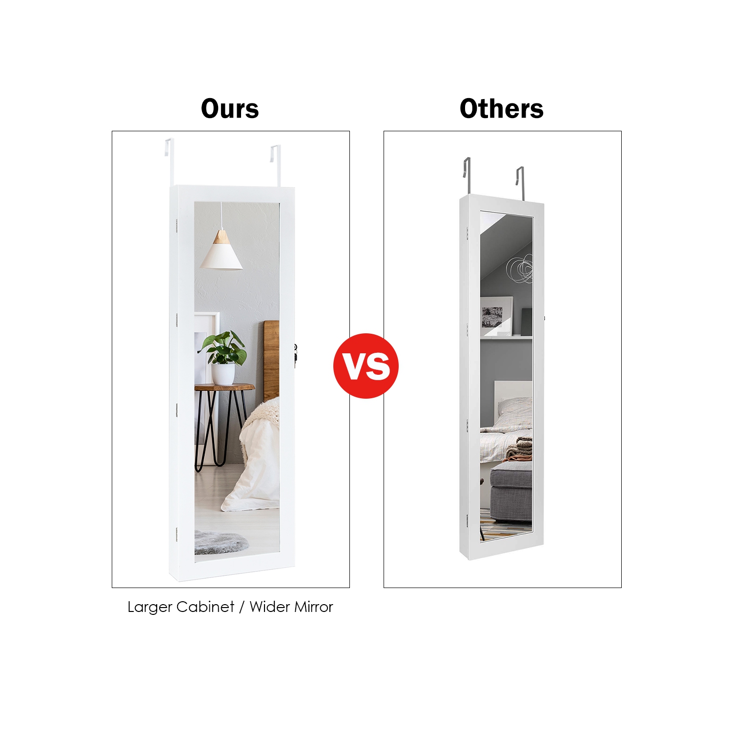 Armoire à bijoux avec armoire murale verrouillable et éclairage DEL de Costway avec armoire à bijoux