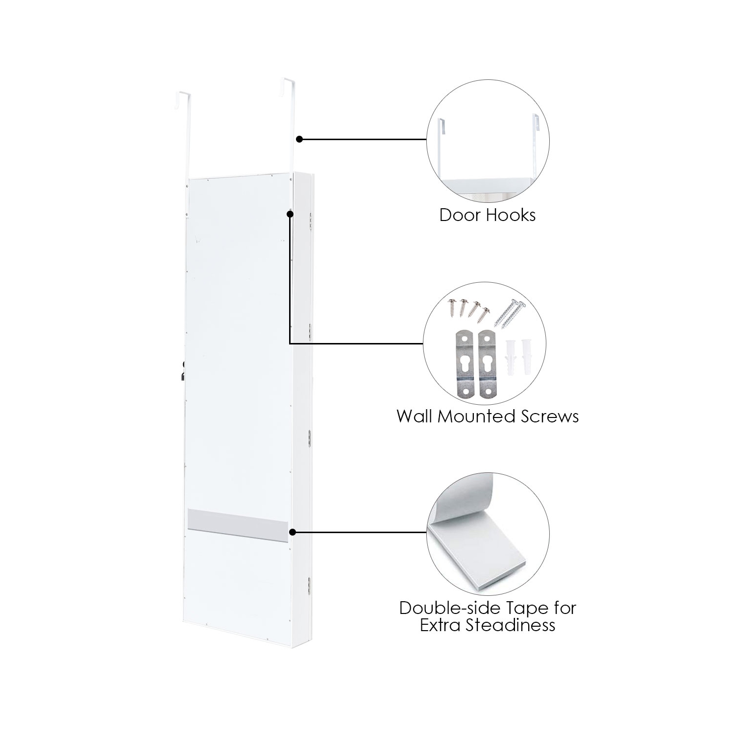 Armoire à bijoux avec armoire murale verrouillable et éclairage DEL de Costway avec armoire à bijoux