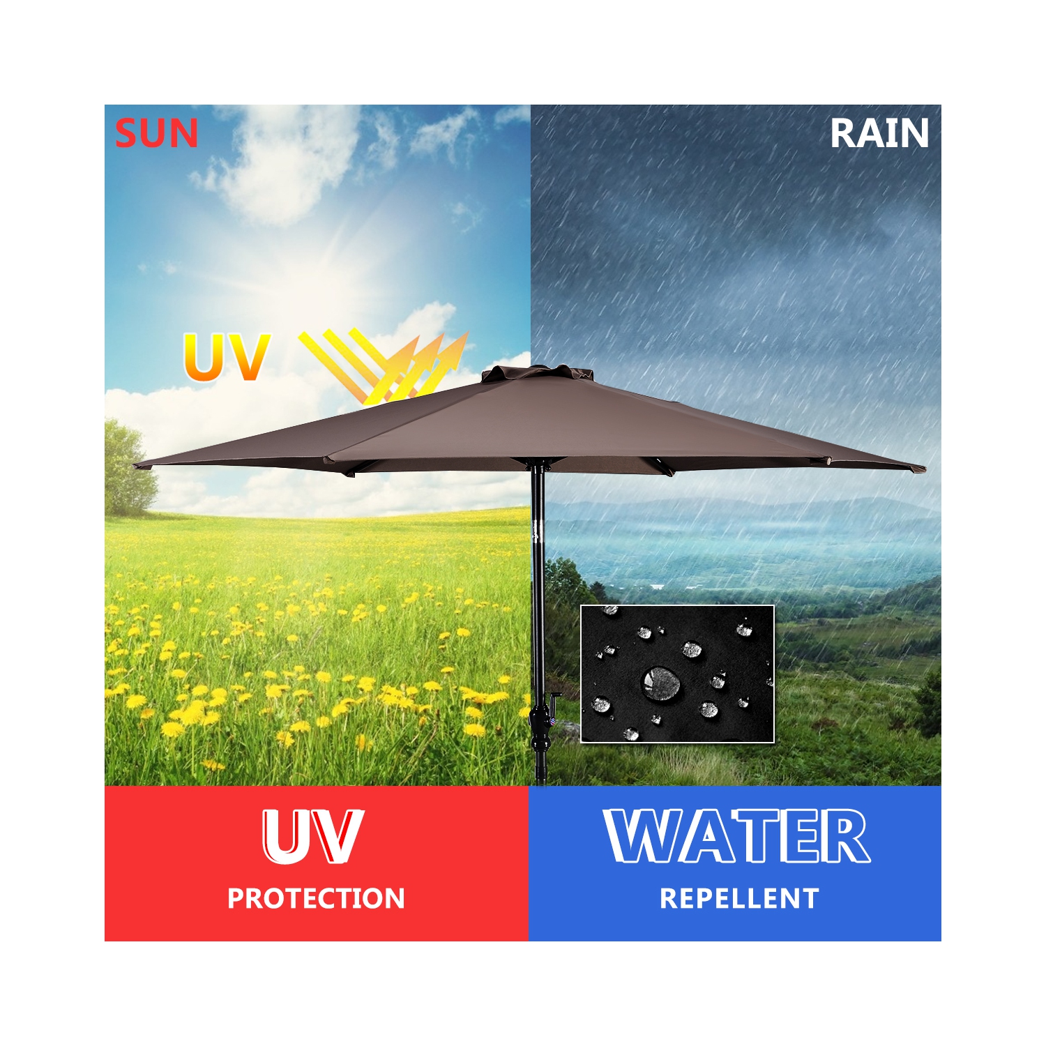 Parasol inclinable 274cm Costway