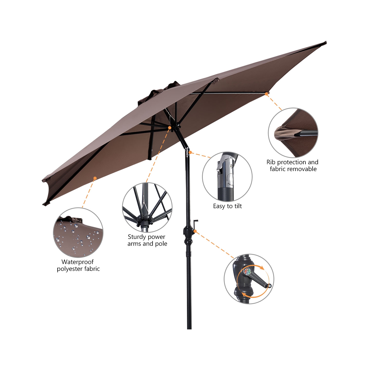 Parasol inclinable 274cm Costway