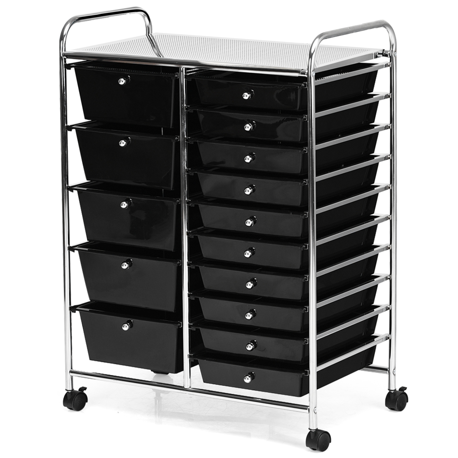 Costway 15 Drawer Rolling Organizer Cart Utility Storage Tools Scrapbook Paper Multi-Use