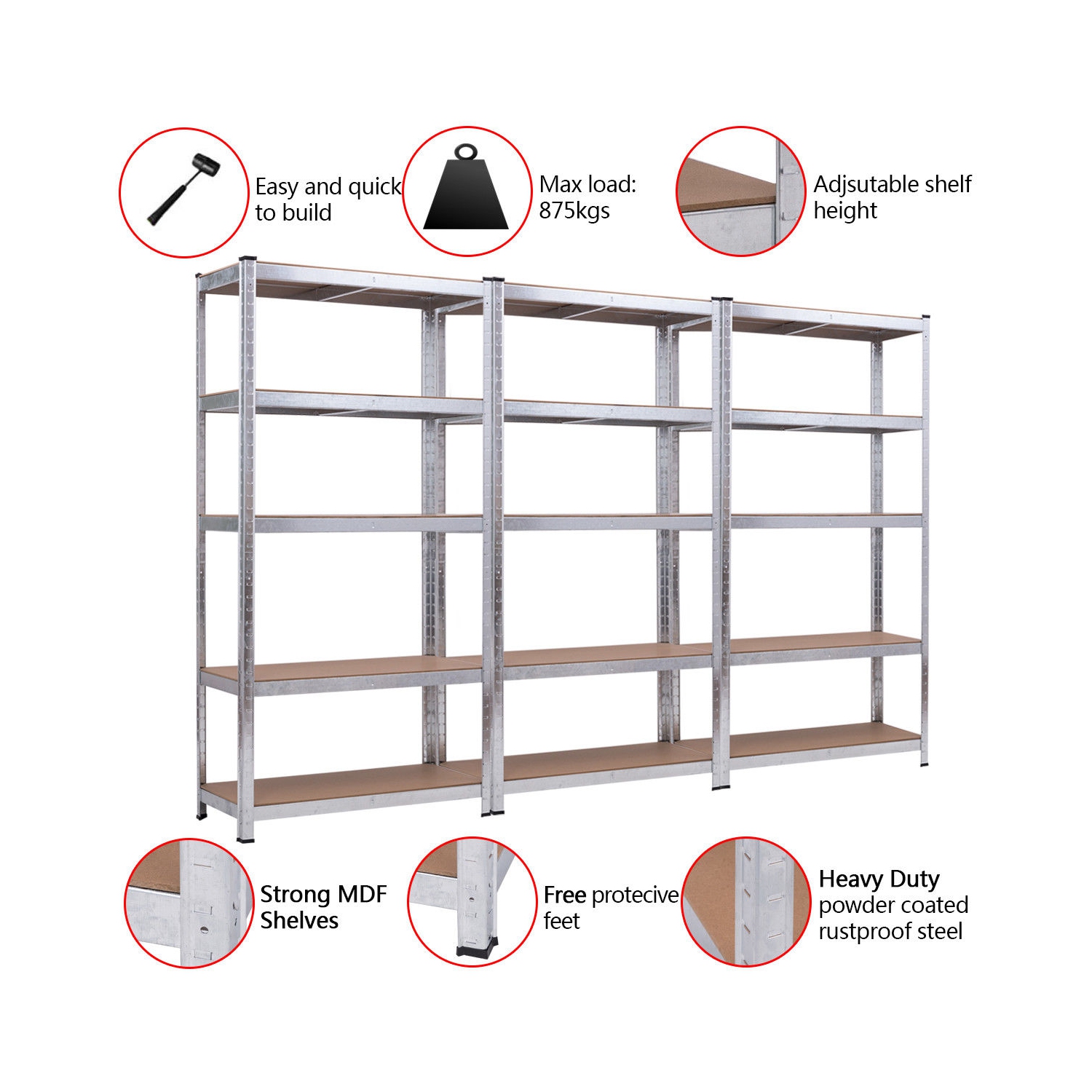 Costway 71" Heavy Duty Storage Shelf Steel Metal Garage Rack 5 Level Adjustable Shelves