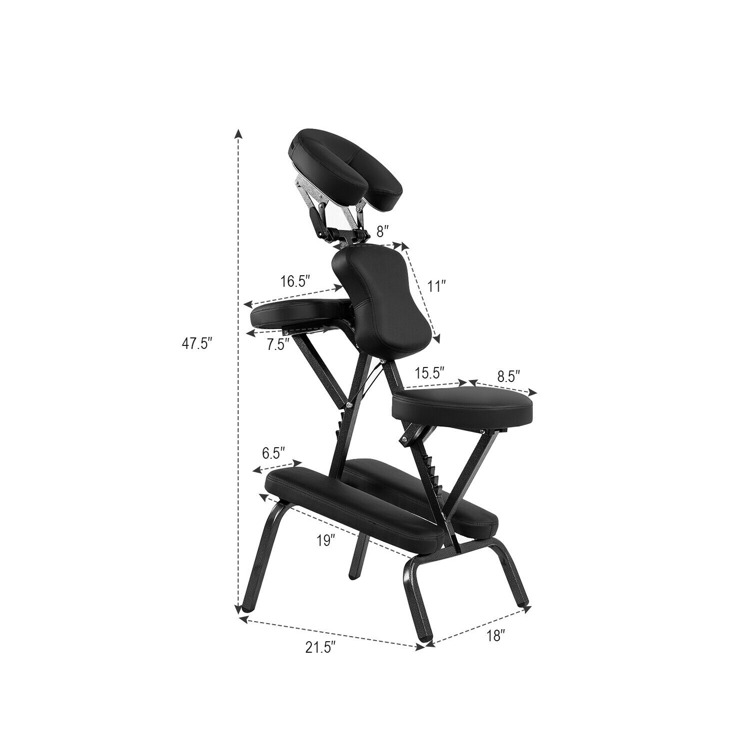 Chaise de massage portative avec coussinet en cuir de polyuréthane et tatouage de voyage de Costway avec sac de transport