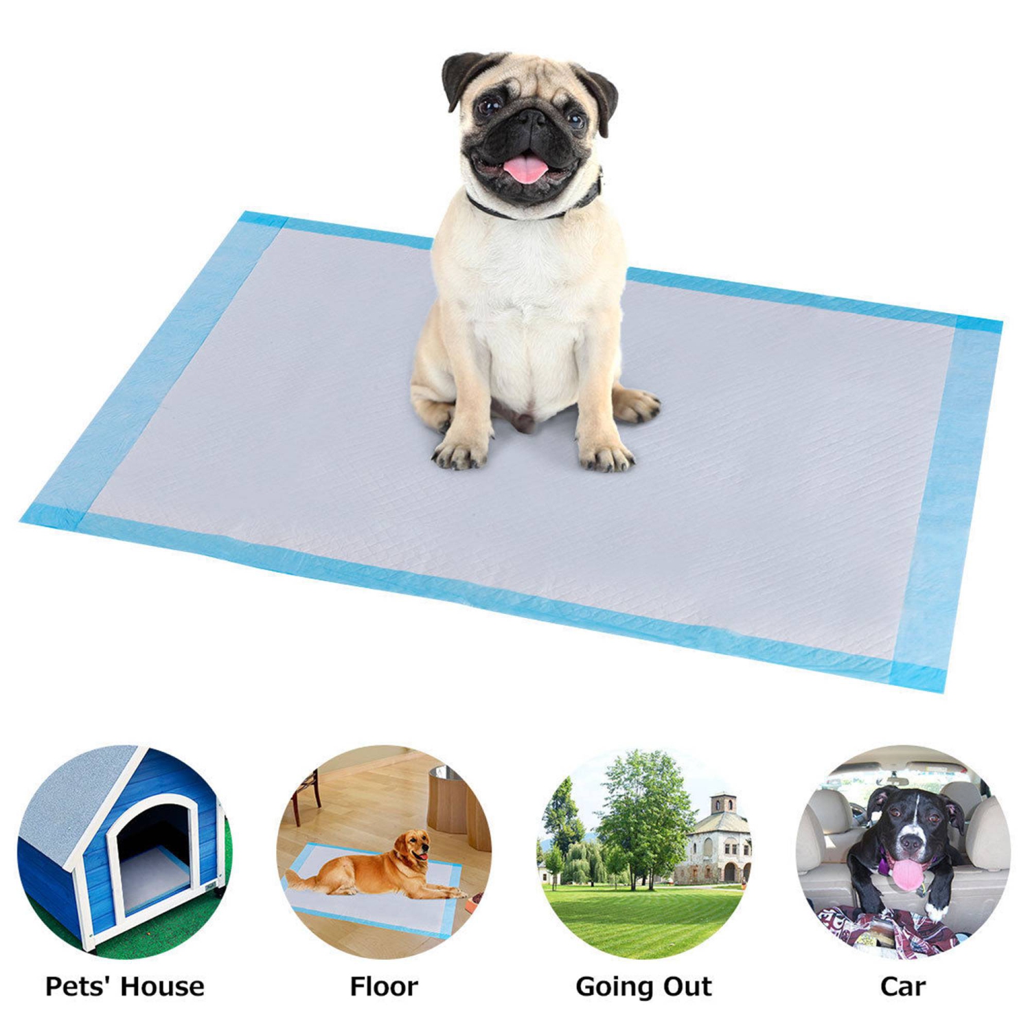 Costway 200PCS 24" x 24" Puppy Pet Pads Dog Cat Wee Pee Piddle Pad training underpads