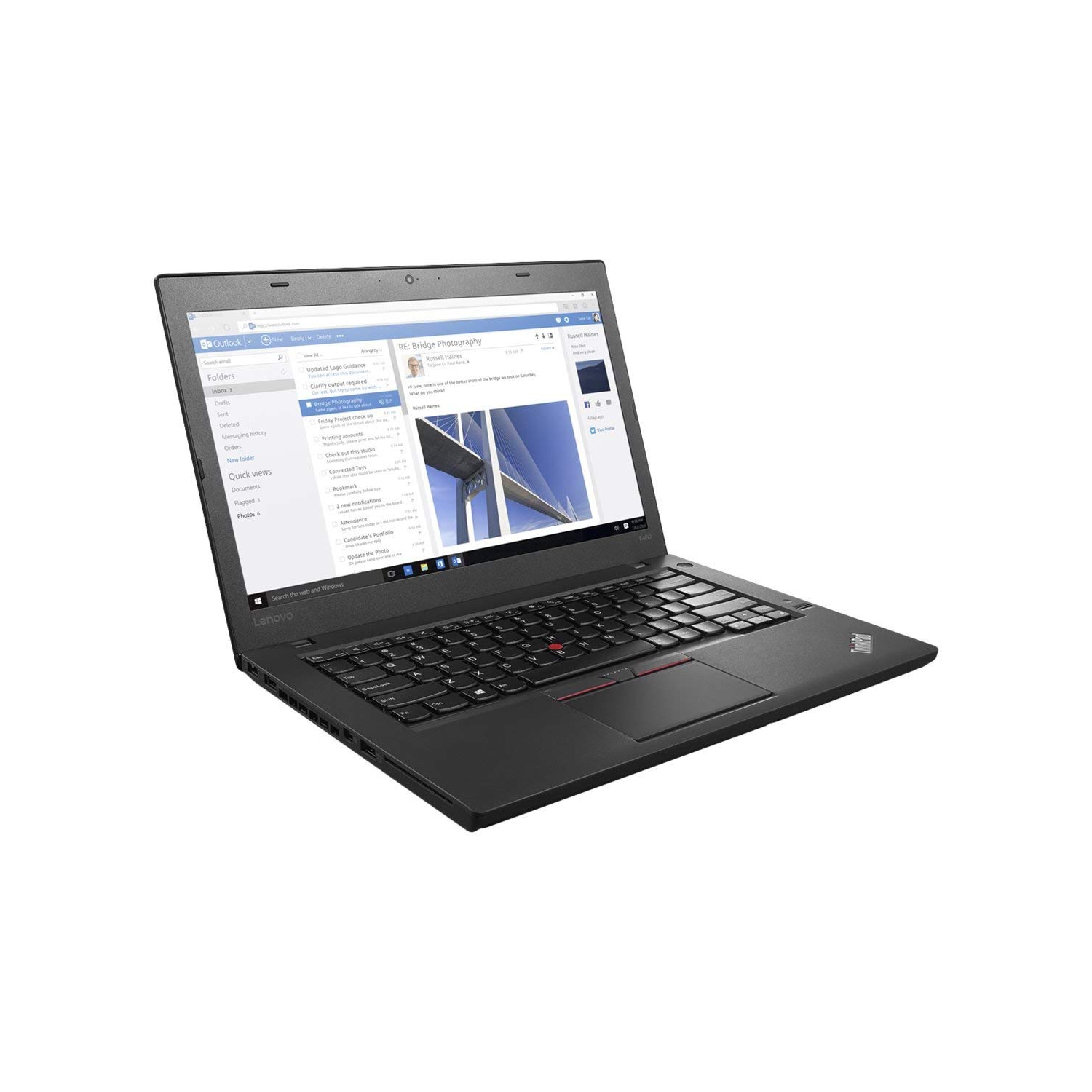 Refurbished - LENOVO ThinkPad T460 Enterprise Laptop 14" Intel Core i5-6300U, 16GB RAM, 480GB SSD, Windows 10 Professional