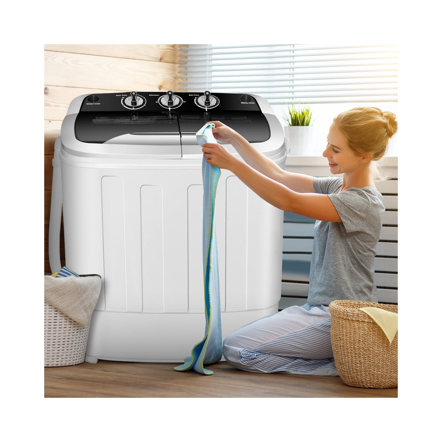 Lave-linge compact double tambour Gymax – 3,6kg