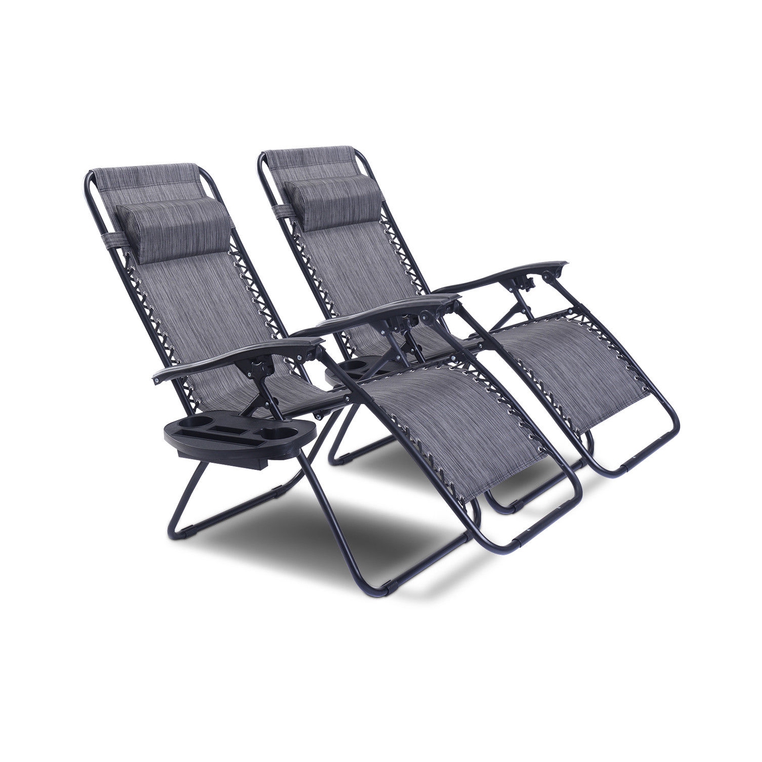 Lot de 2 chaises longues avec porte-gobelets