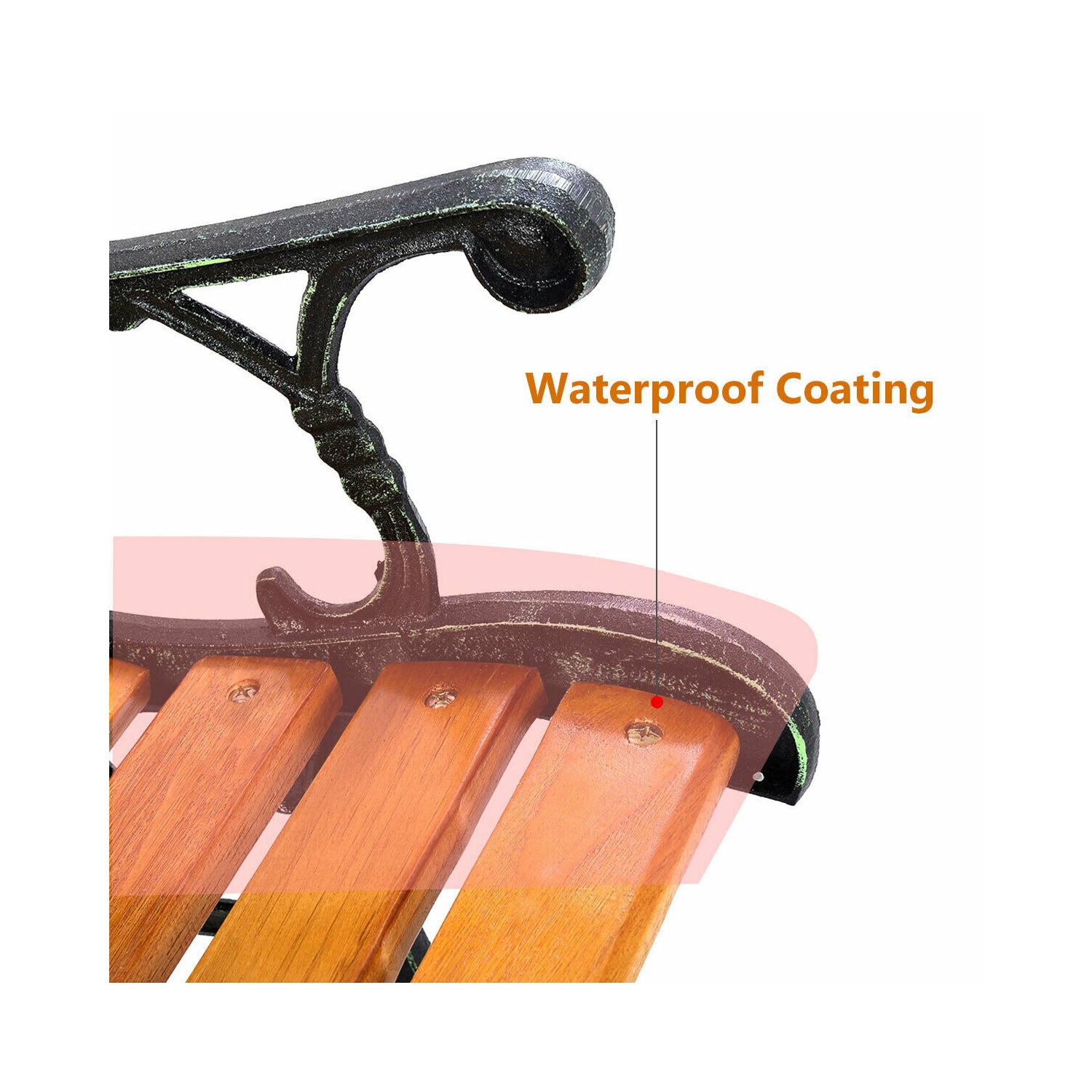 Patio Park Garden Bench Porch Path Chair Deck Cast Iron Hardwood