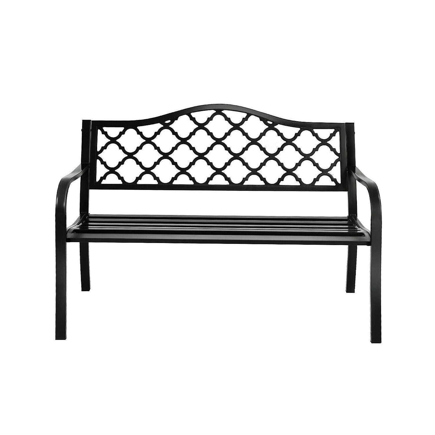 Costway 50" Patio Garden Bench Loveseats Park Yard Furniture Decor Cast Iron Frame Black